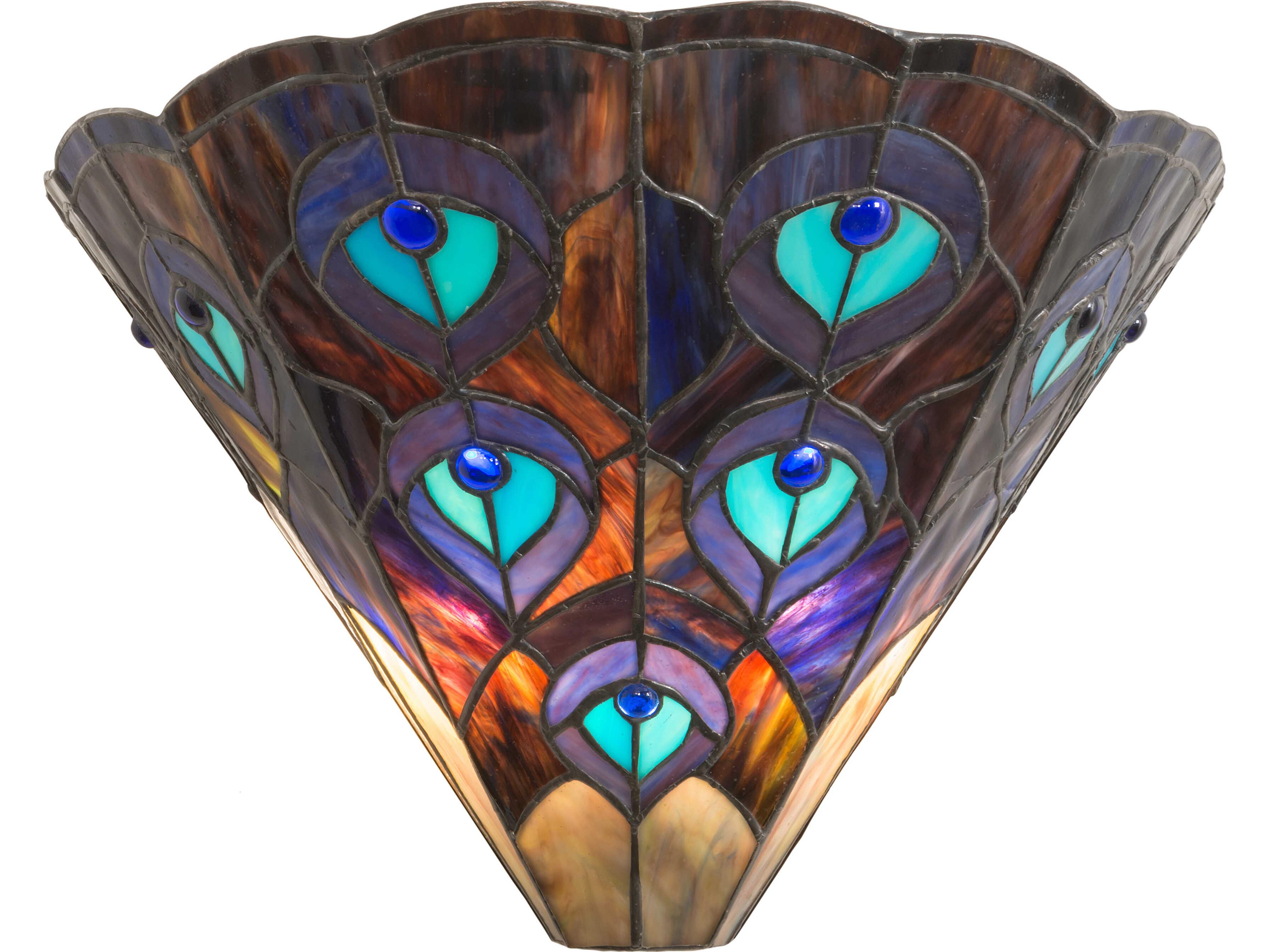 Meyda Peacock 2-Light Blue Purple Wall Sconce