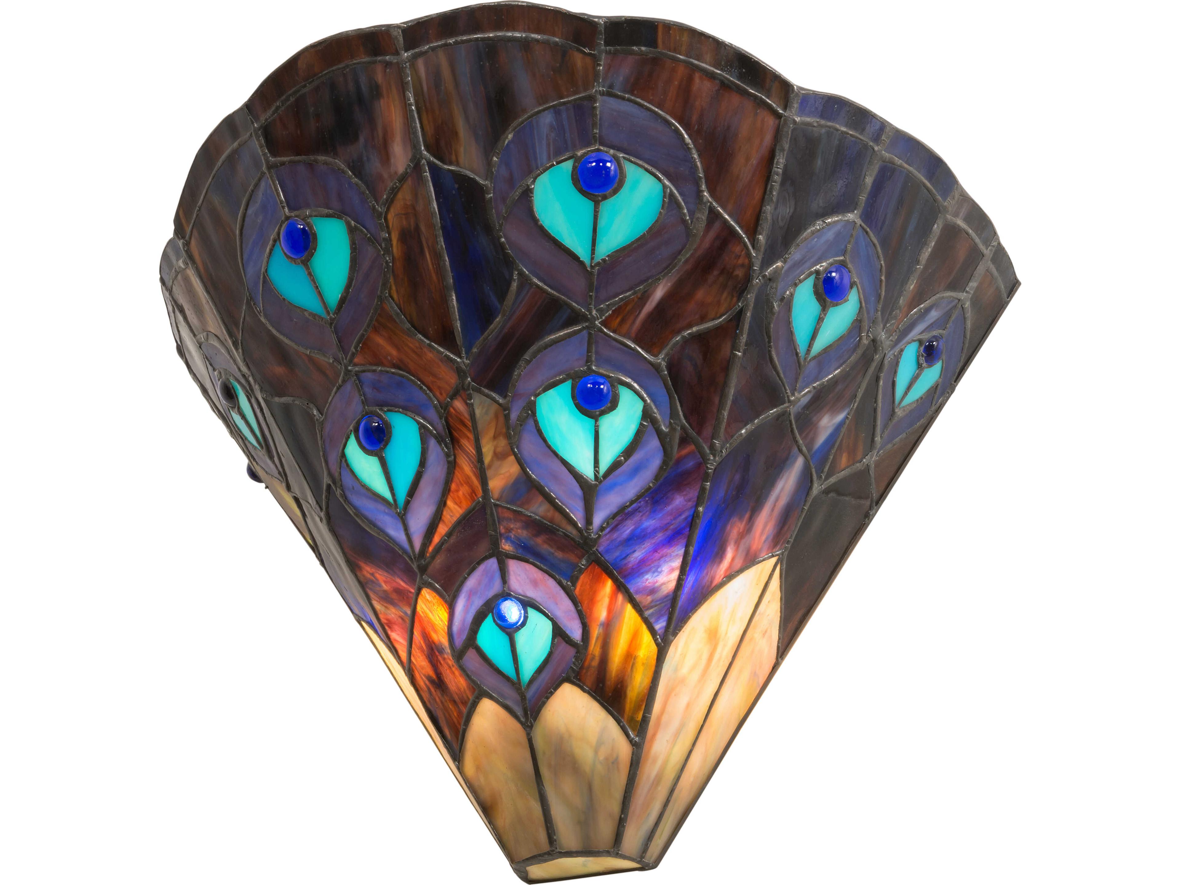 Meyda Peacock 2-Light Blue Purple Wall Sconce