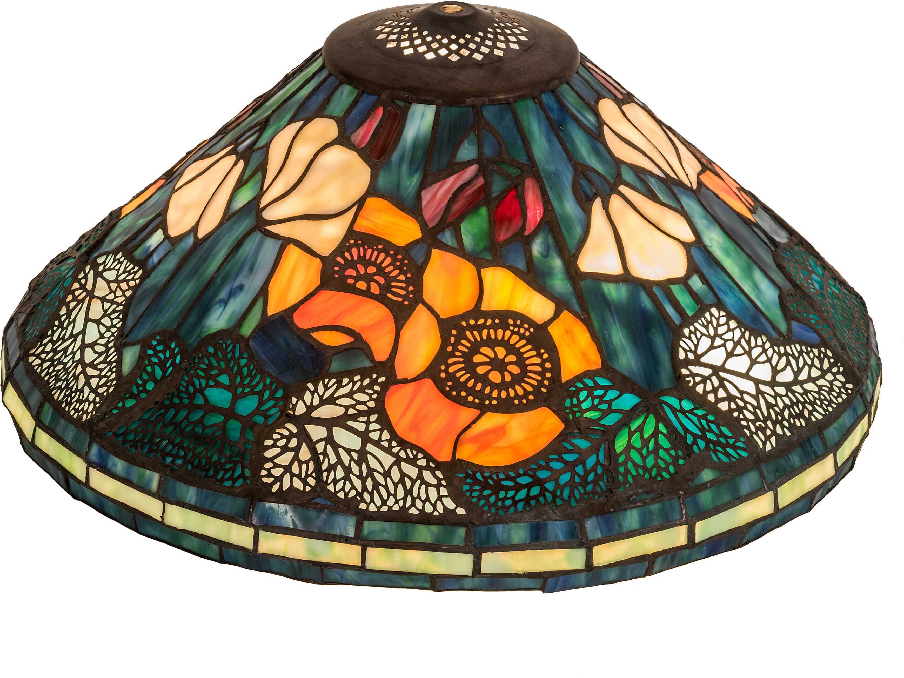 Meyda Blue 16" Tiffany Poppy Cone Shade