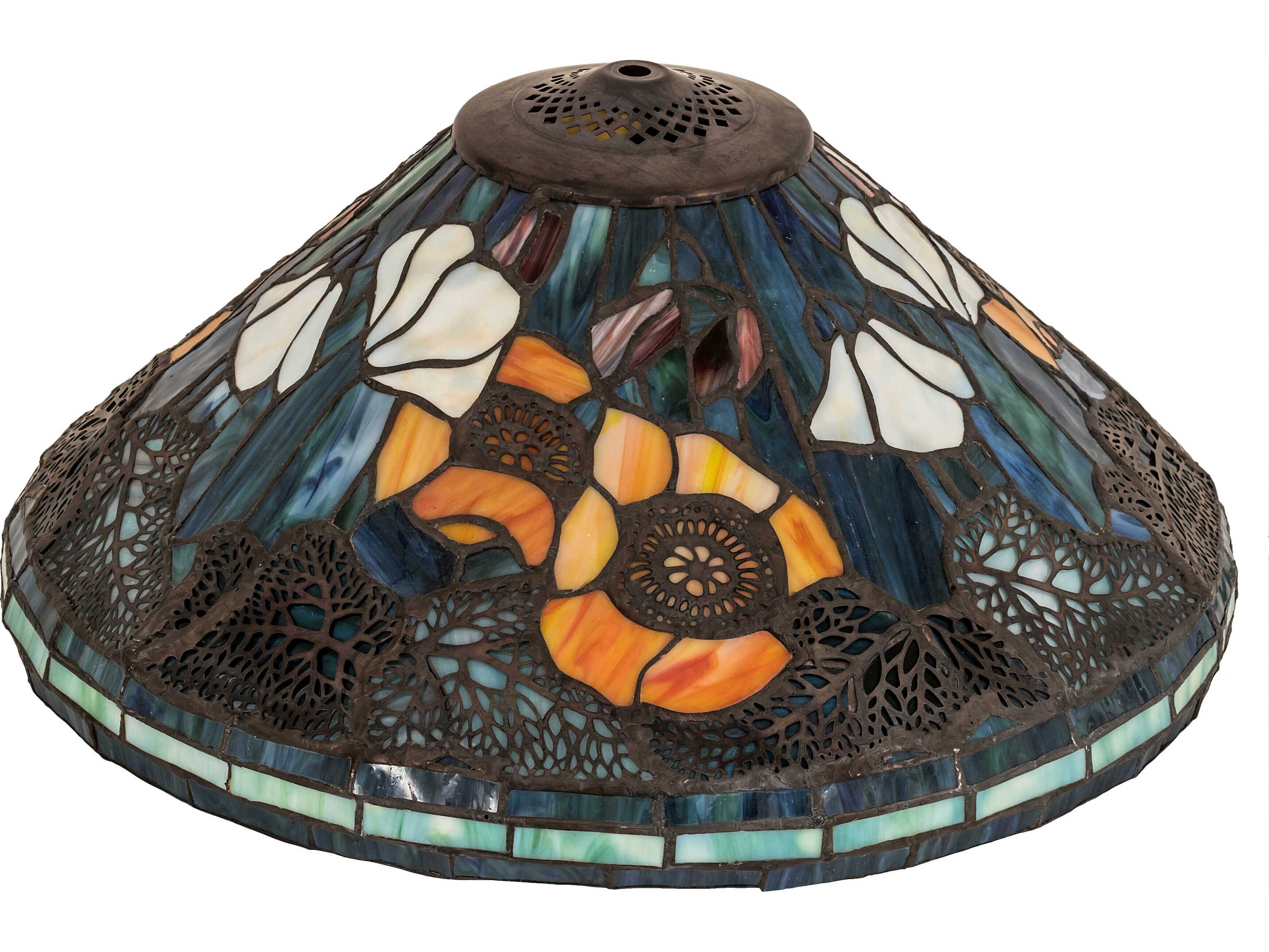 Meyda Blue 16" Tiffany Poppy Cone Shade