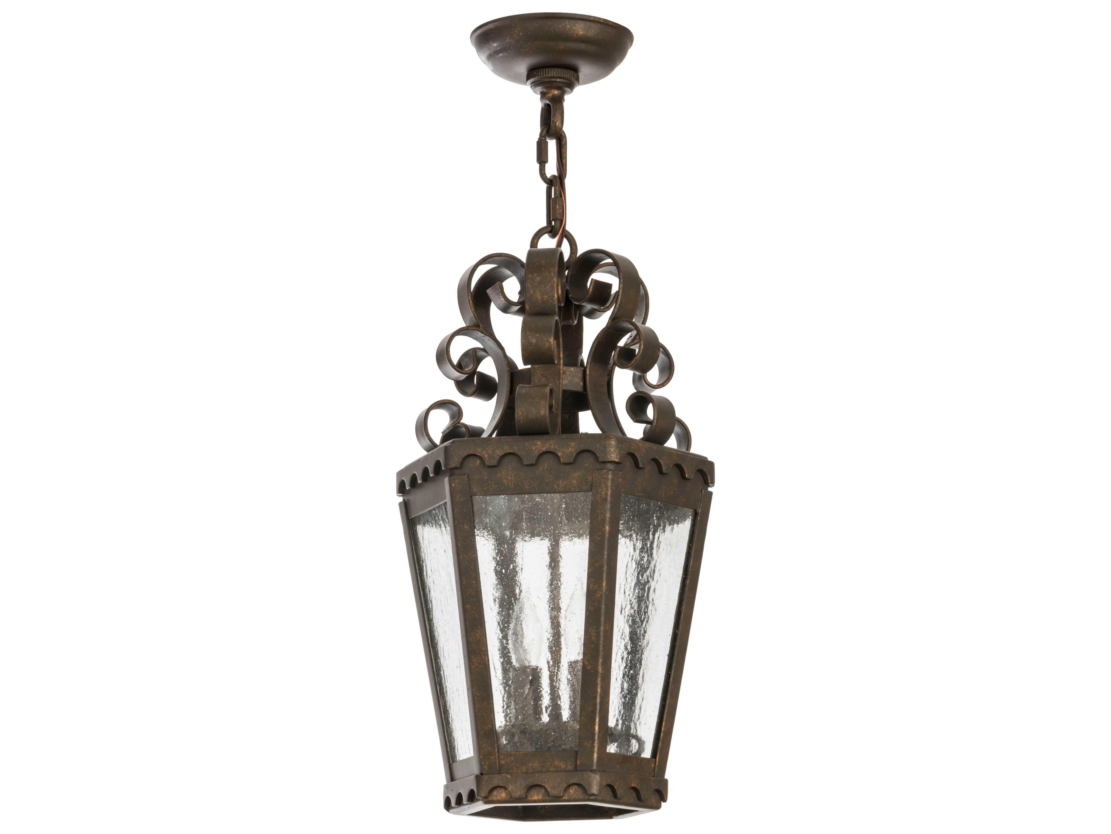 Meyda Cadenza Gilded Tobacco clear Seedy Glass Bronze Lantern Pendant