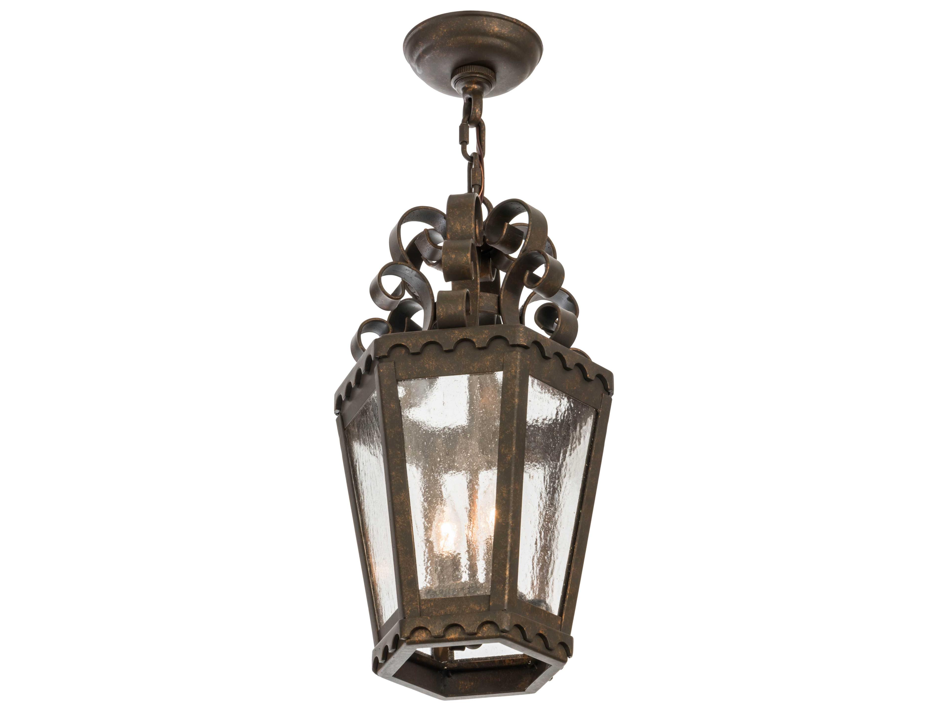 Meyda Cadenza Gilded Tobacco clear Seedy Glass Bronze Lantern Pendant