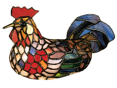 Meyda Tiffany Rooster Accent Blue Table Lamp