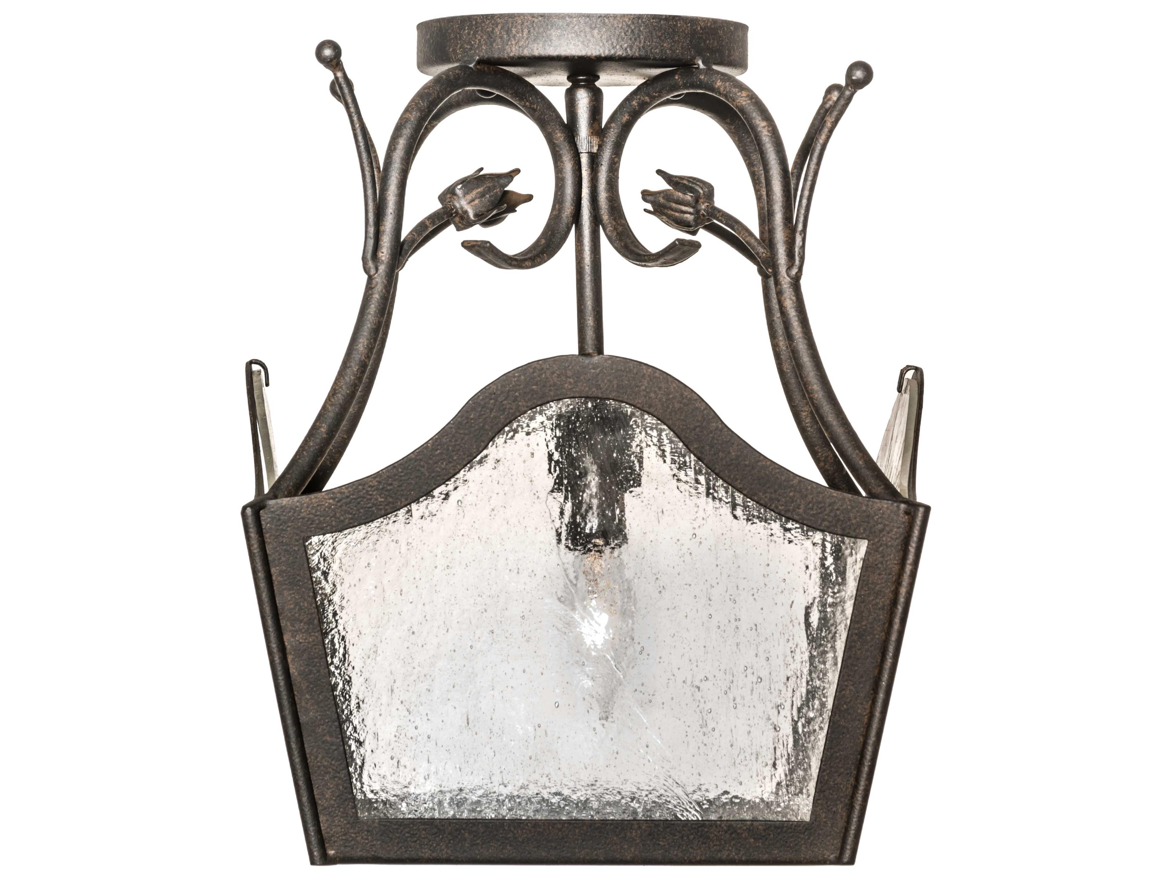 Meyda Formal Entry 1-Light Chestnut clear Seedy Glass Brown Semi Flush Mount