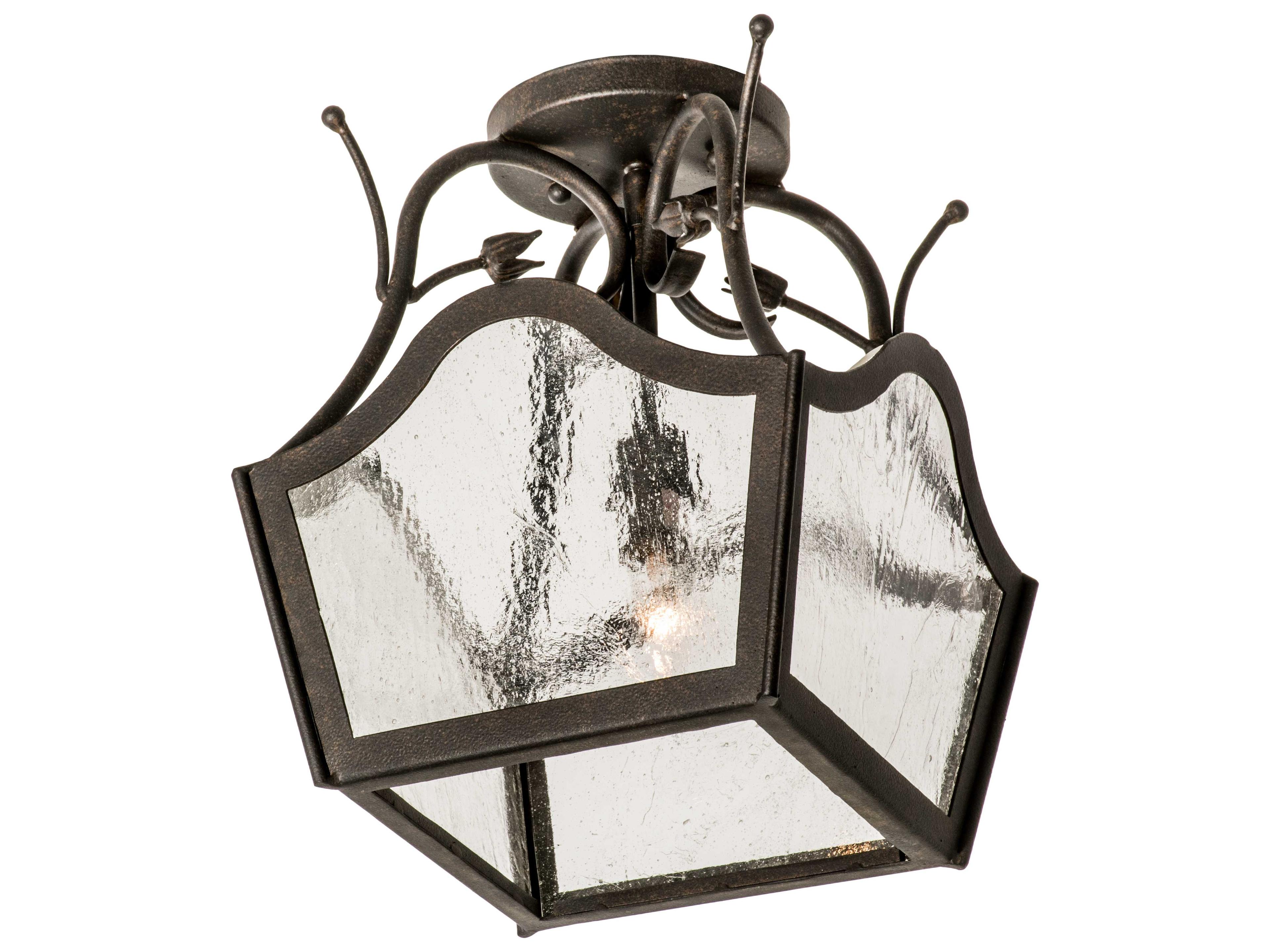 Meyda Formal Entry 1-Light Chestnut clear Seedy Glass Brown Semi Flush Mount