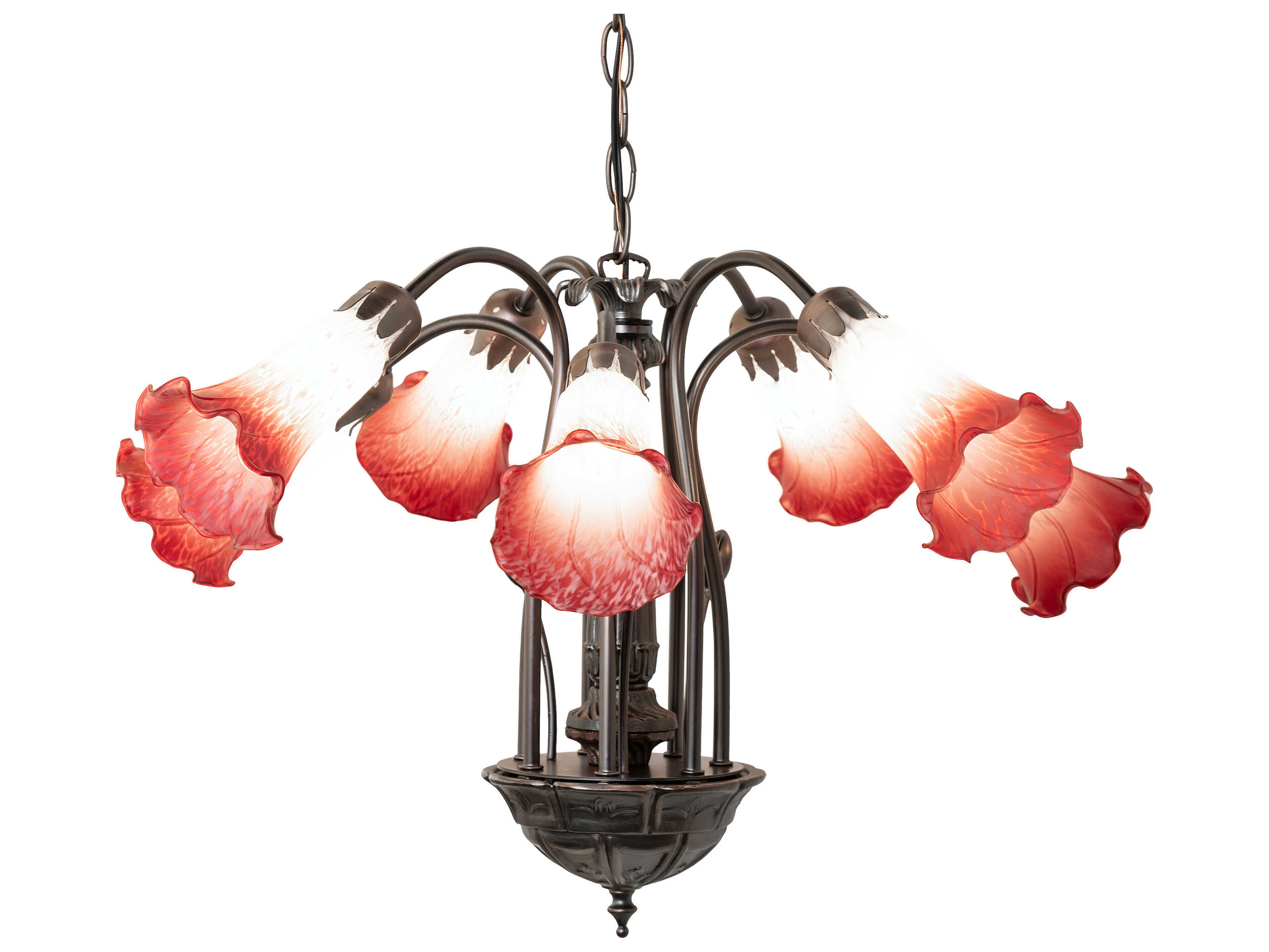 Meyda Pond Lily 7-Light Mahogany Bronze Glass Bell Chandelier