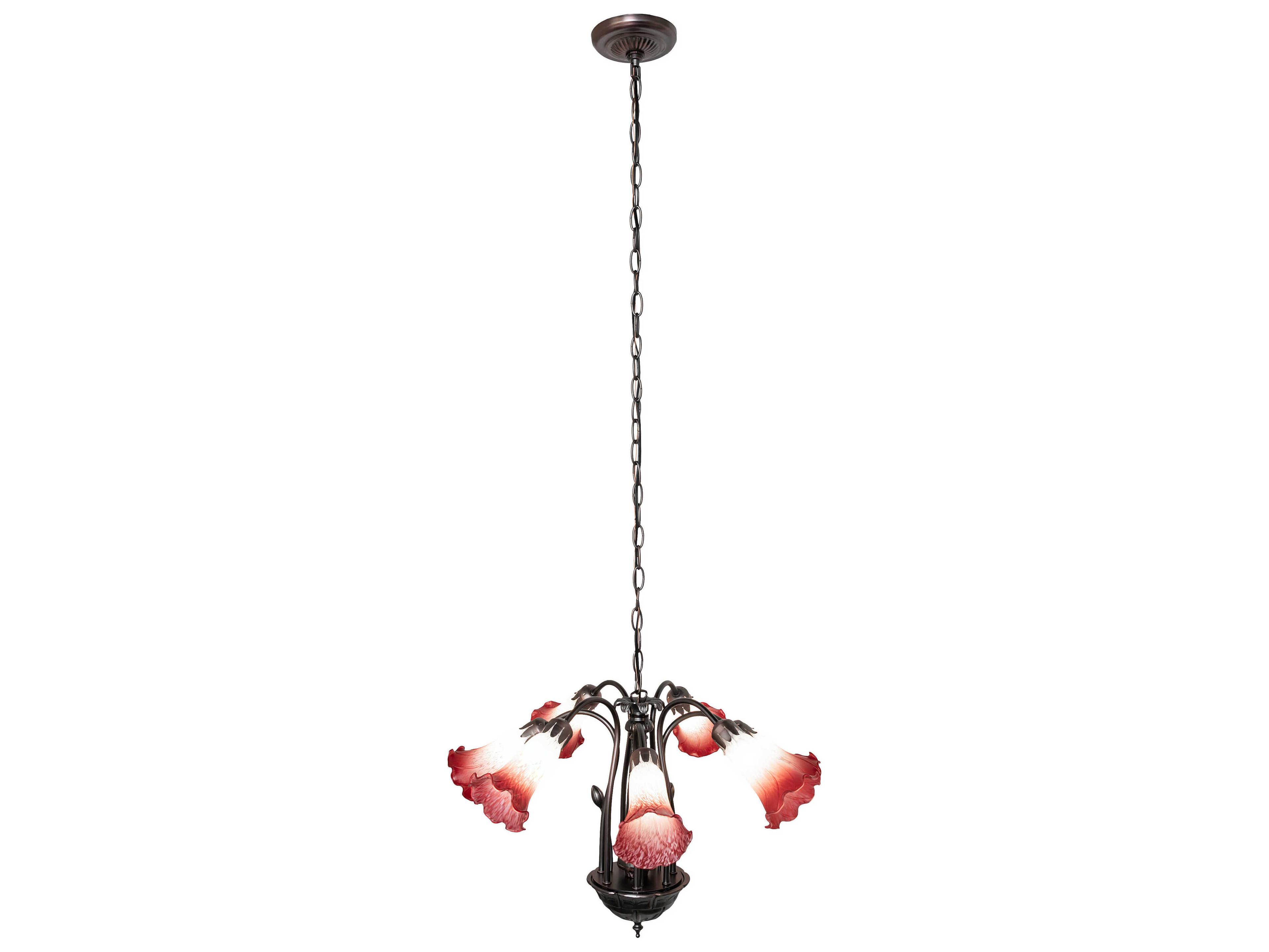 Meyda Pond Lily 7-Light Mahogany Bronze Glass Bell Chandelier