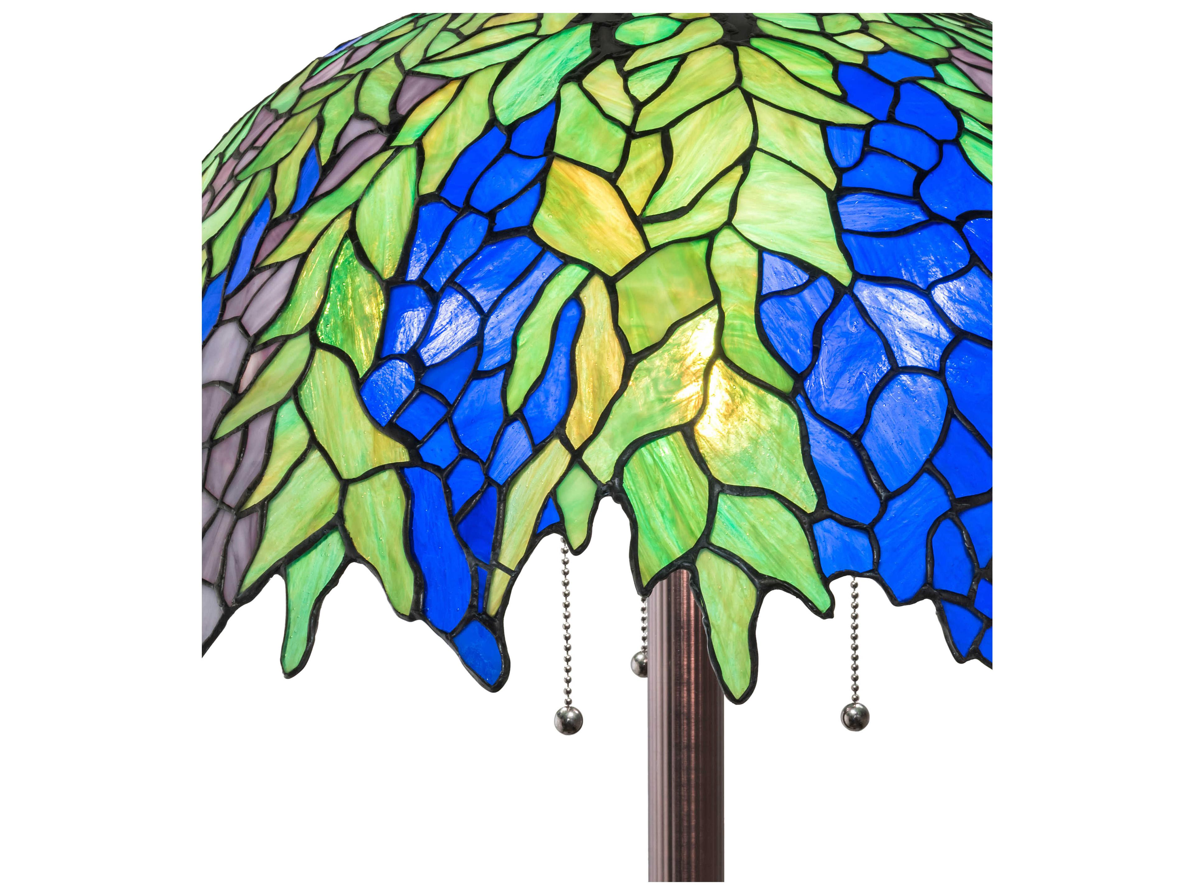 Meyda Honey Locust Glass Tiffany Mahogany Bronze Floor Lamp