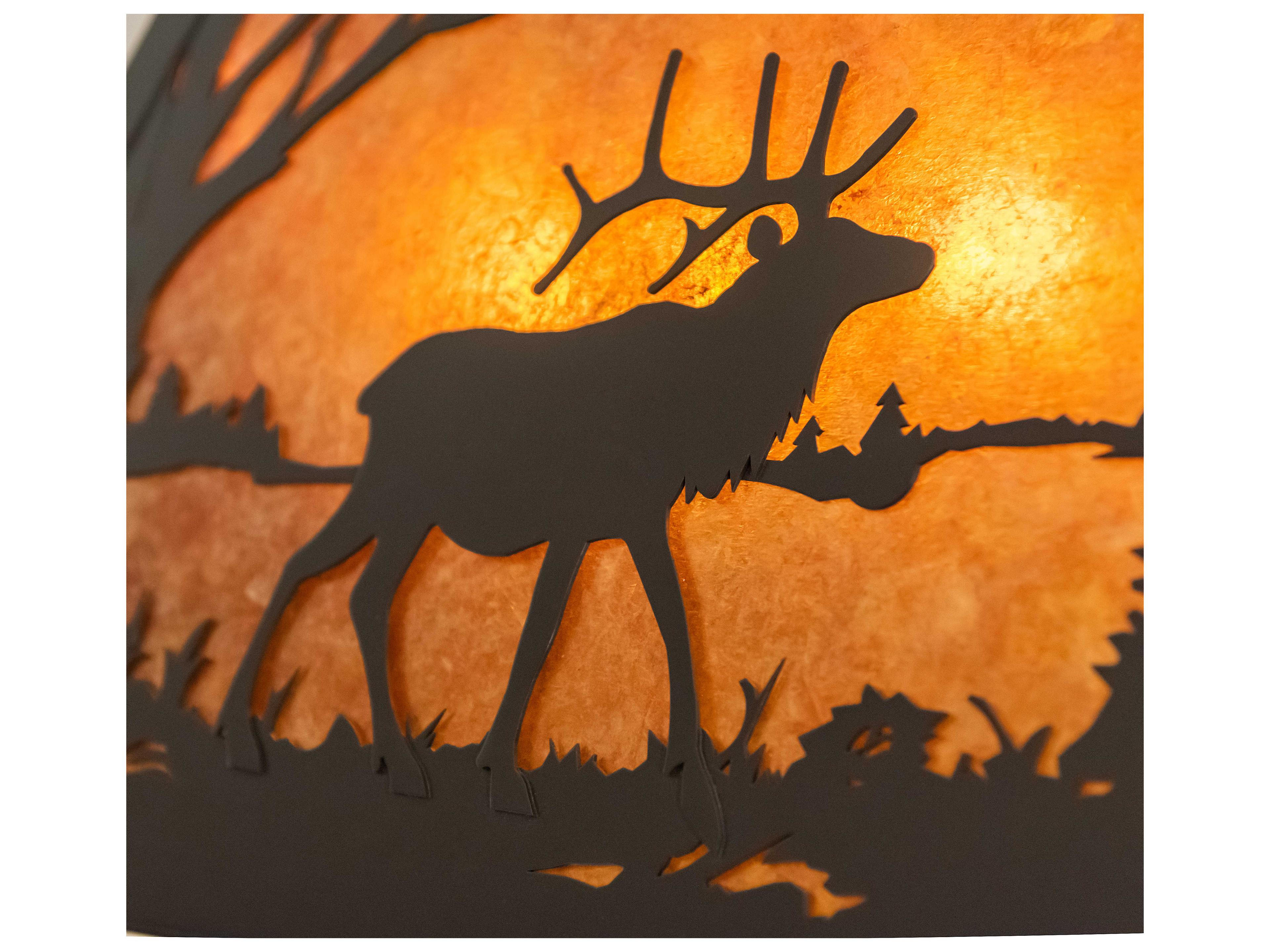 Meyda Elk At Lake 6-Light Timeless Bronze Island Pendant