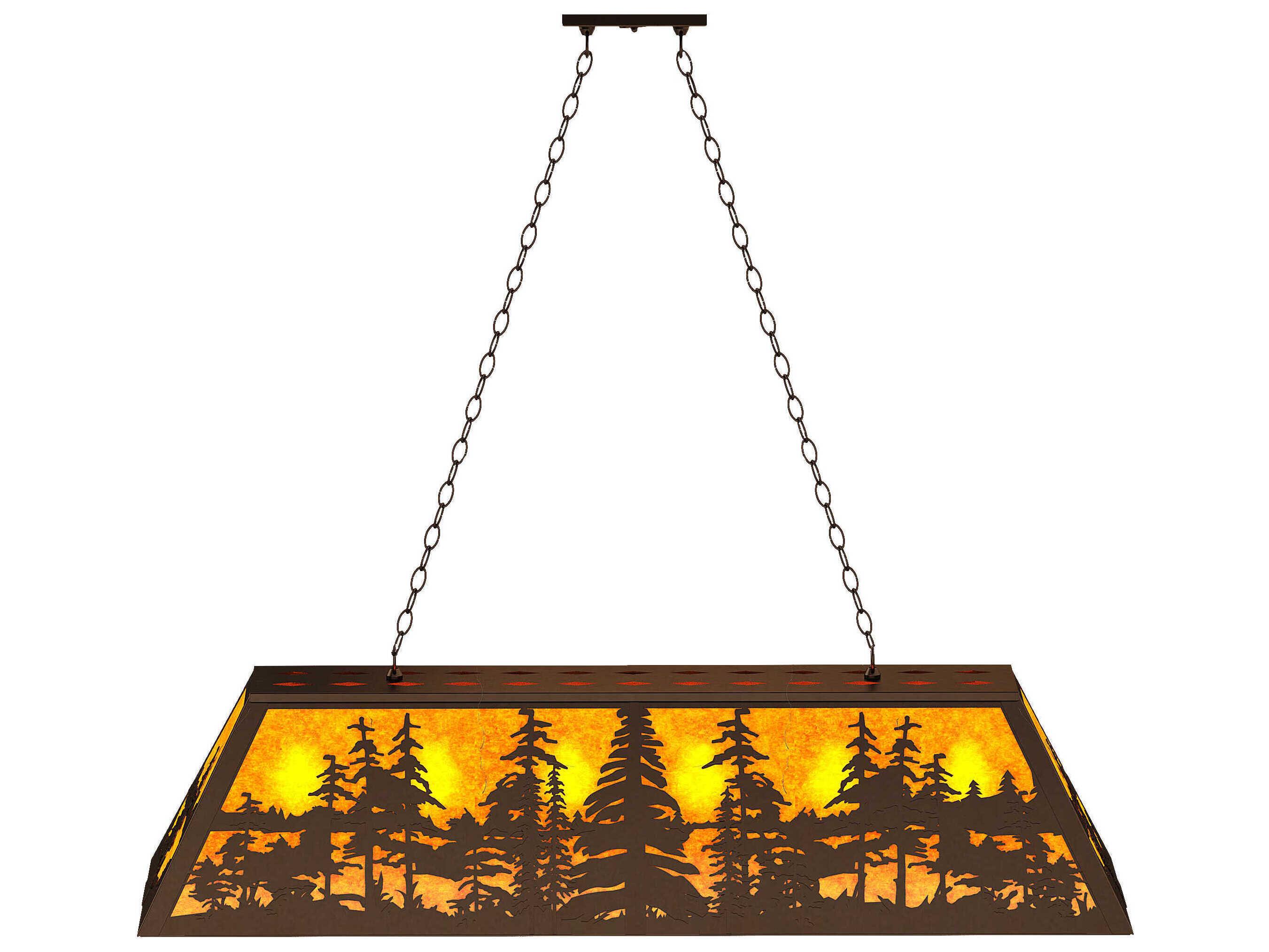 Meyda Tall Pines 6-Light Timeless Bronze Glass Island Pendant