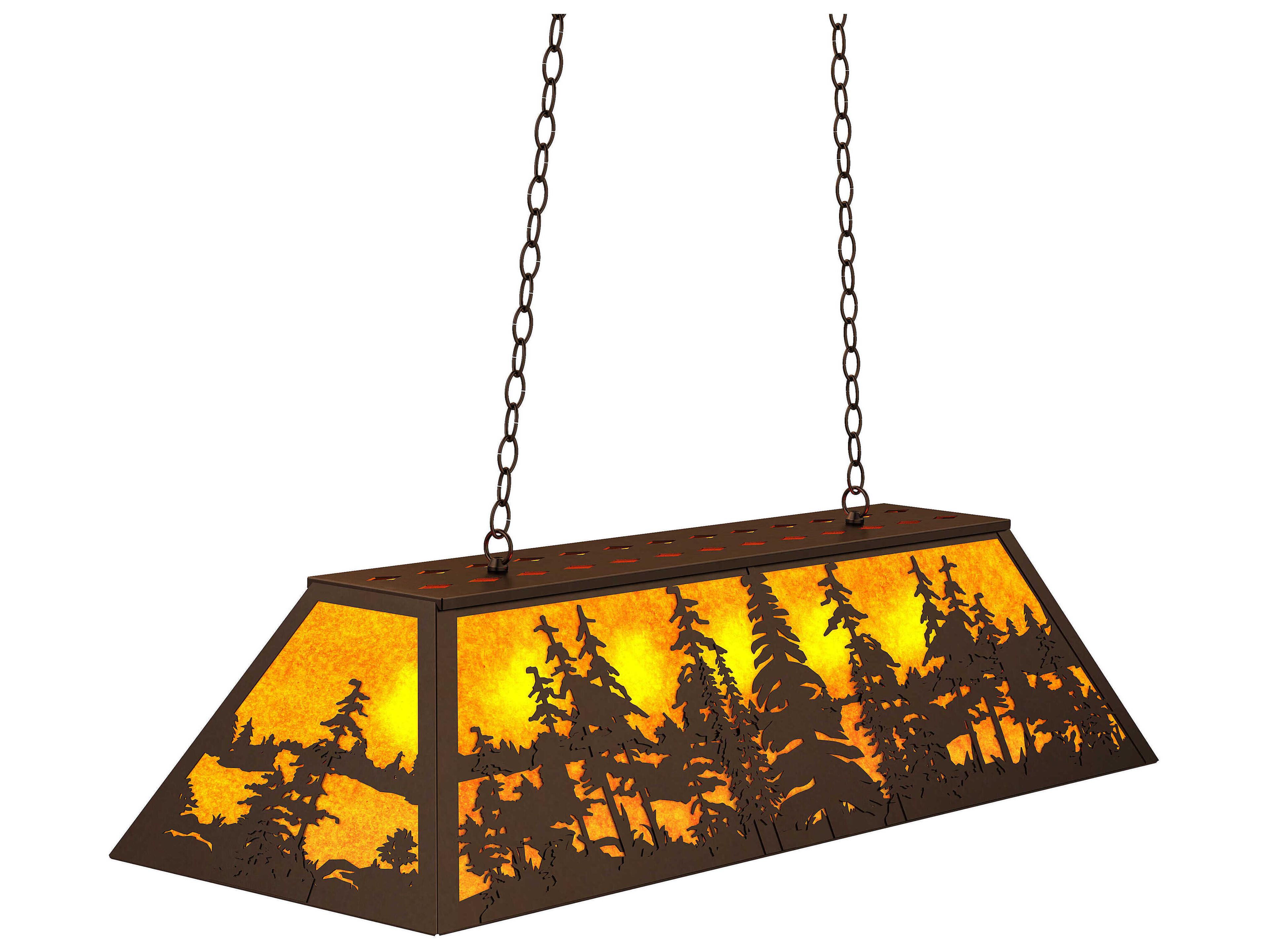 Meyda Tall Pines 6-Light Timeless Bronze Glass Island Pendant