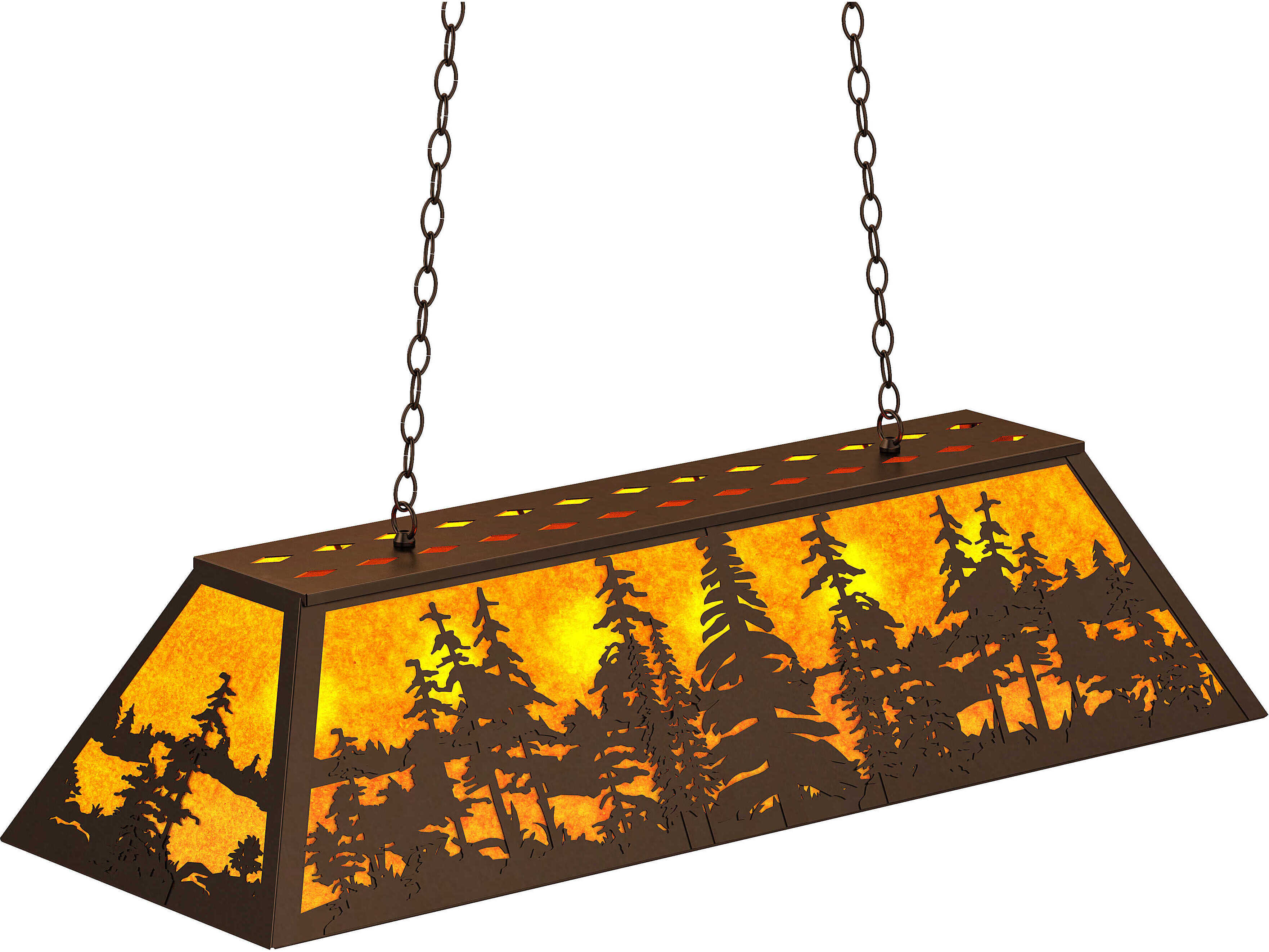 Meyda Tall Pines 6-Light Timeless Bronze Glass Island Pendant