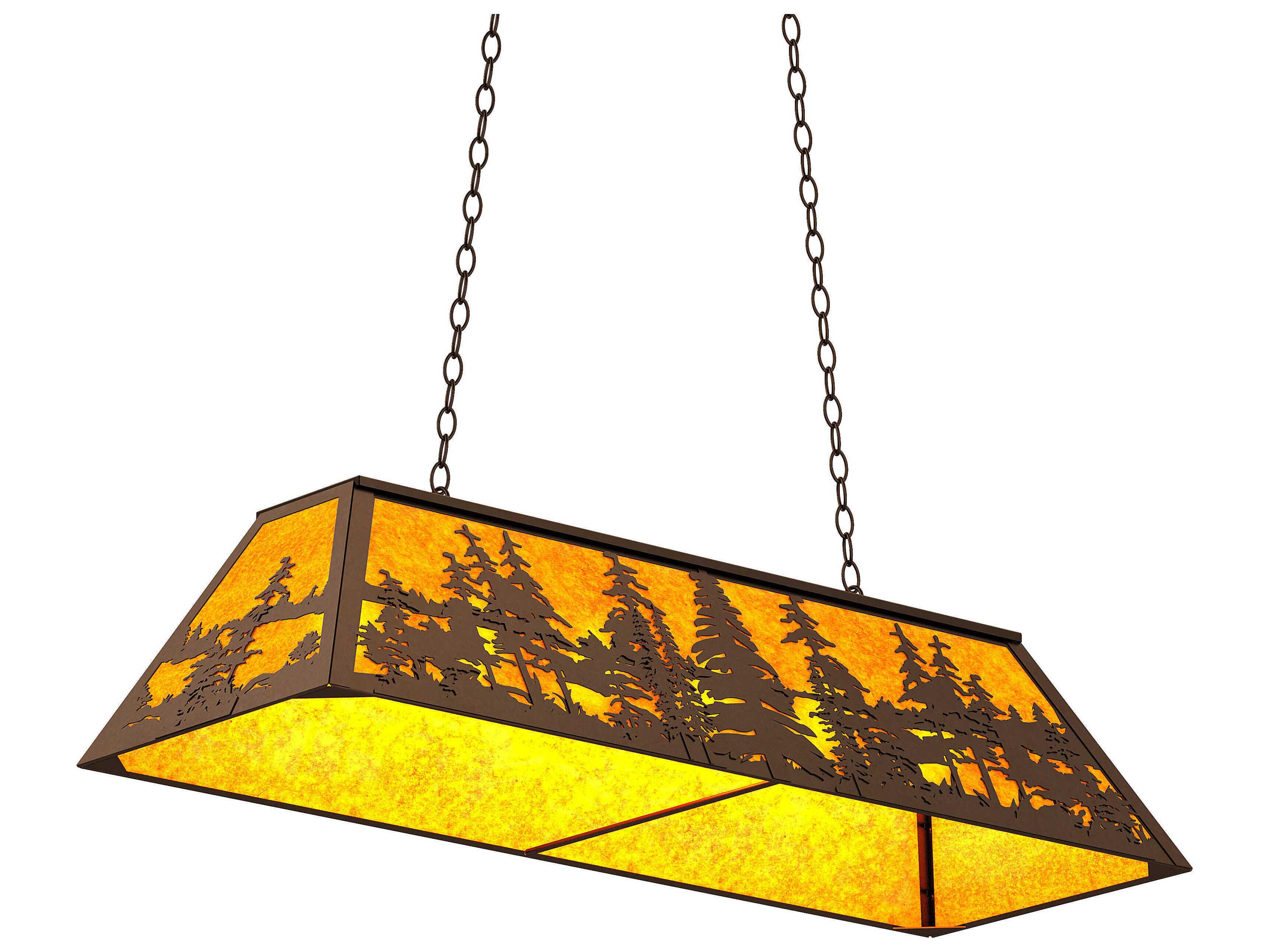 Meyda Tall Pines 6-Light Timeless Bronze Glass Island Pendant