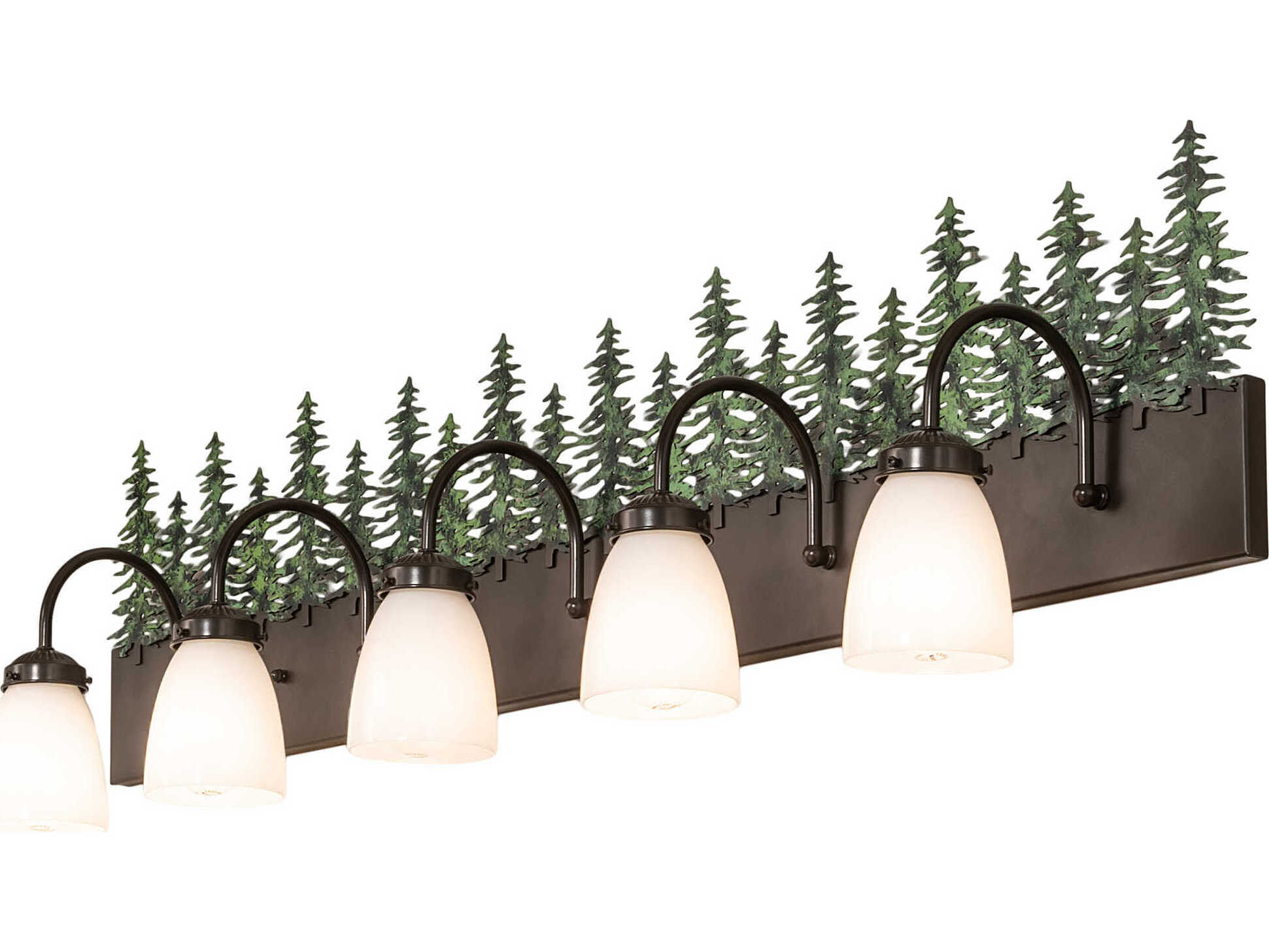 Meyda Tall Pines 5-Light Timeless Bronze Glass Vanity Light