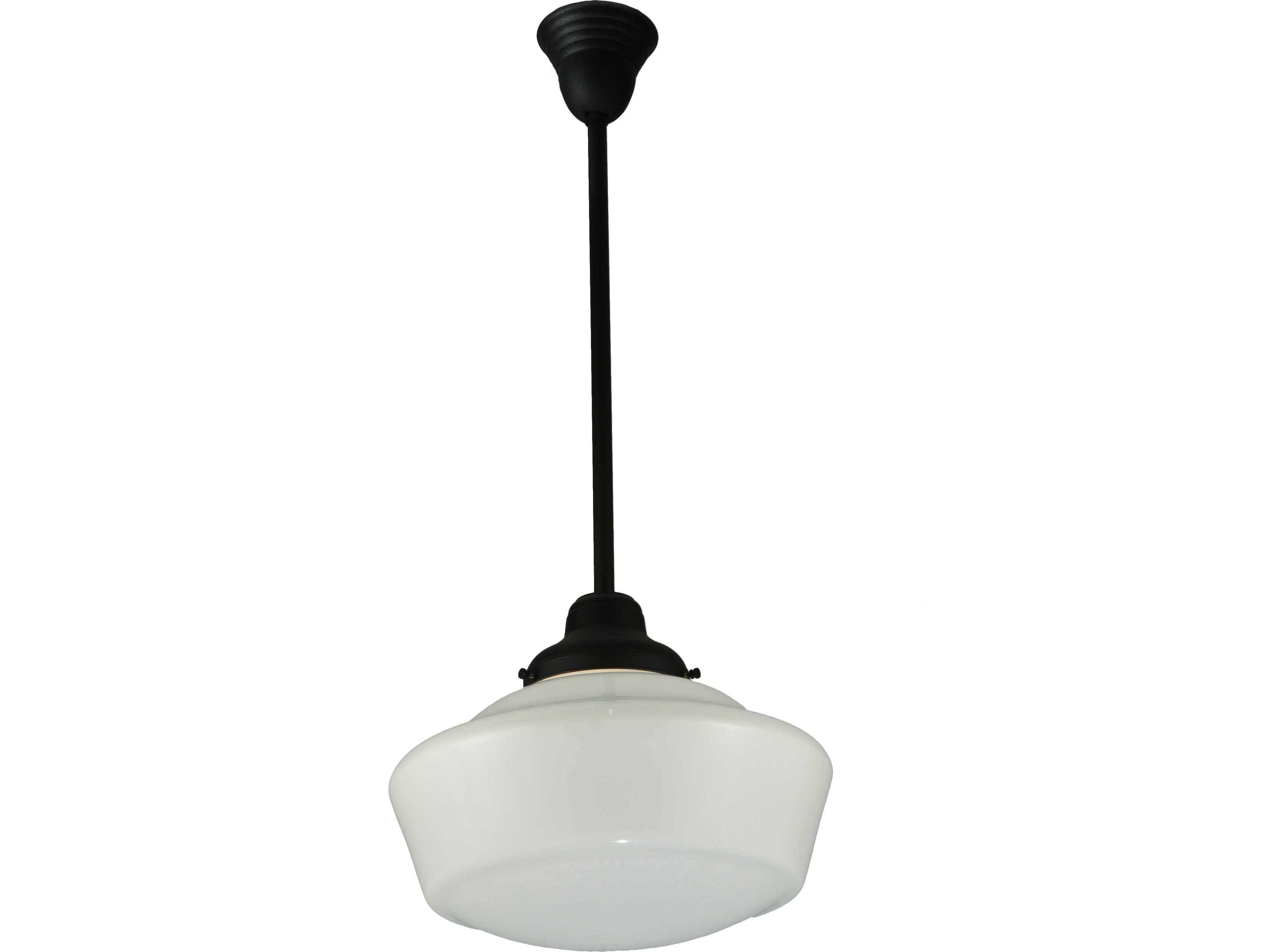 Meyda Revival 1-Light White Opal Glass Black Pendant