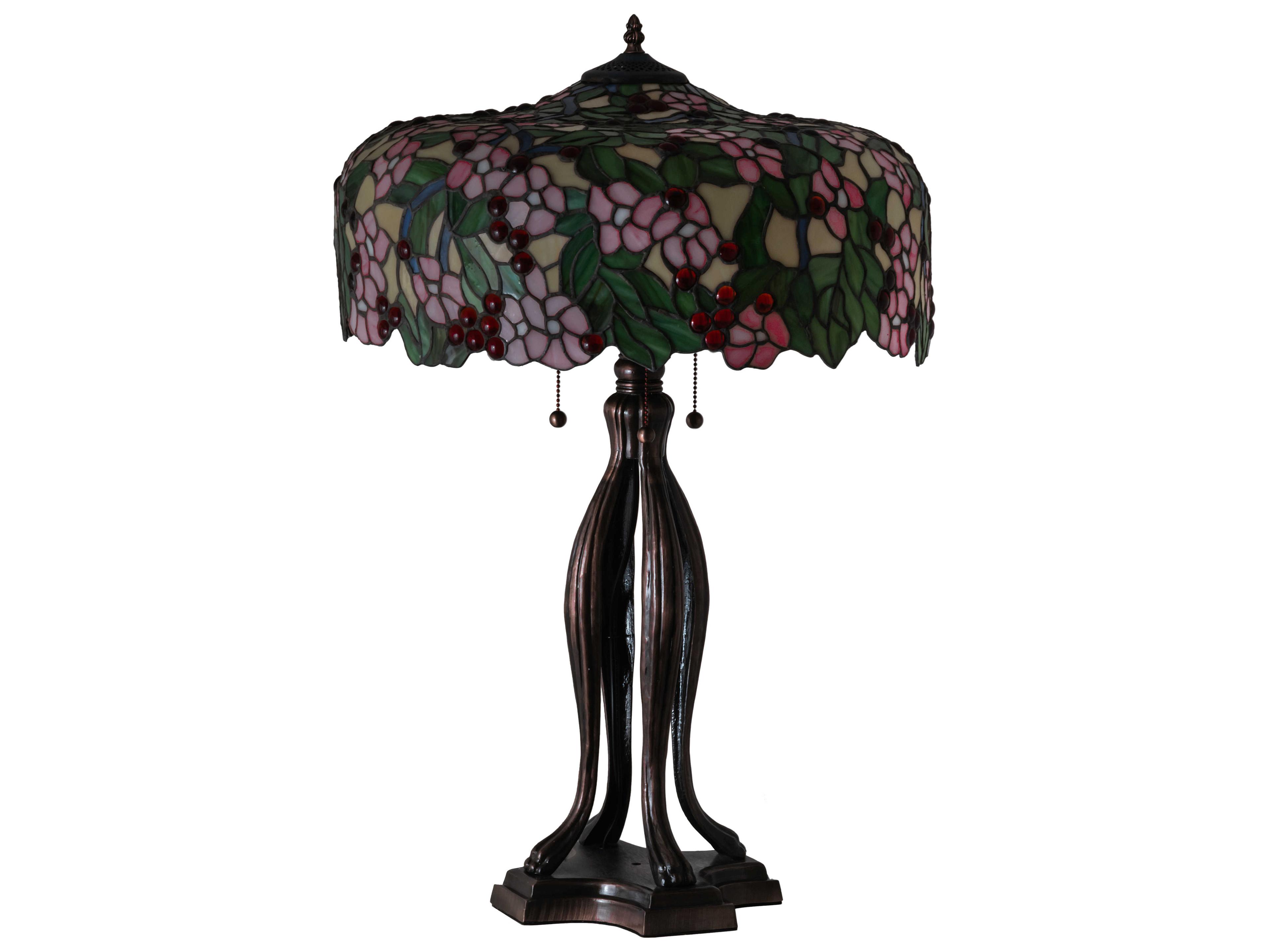 Meyda Tiffany Cherry Blossom Glass Mahogany Bronze Buffet Lamp