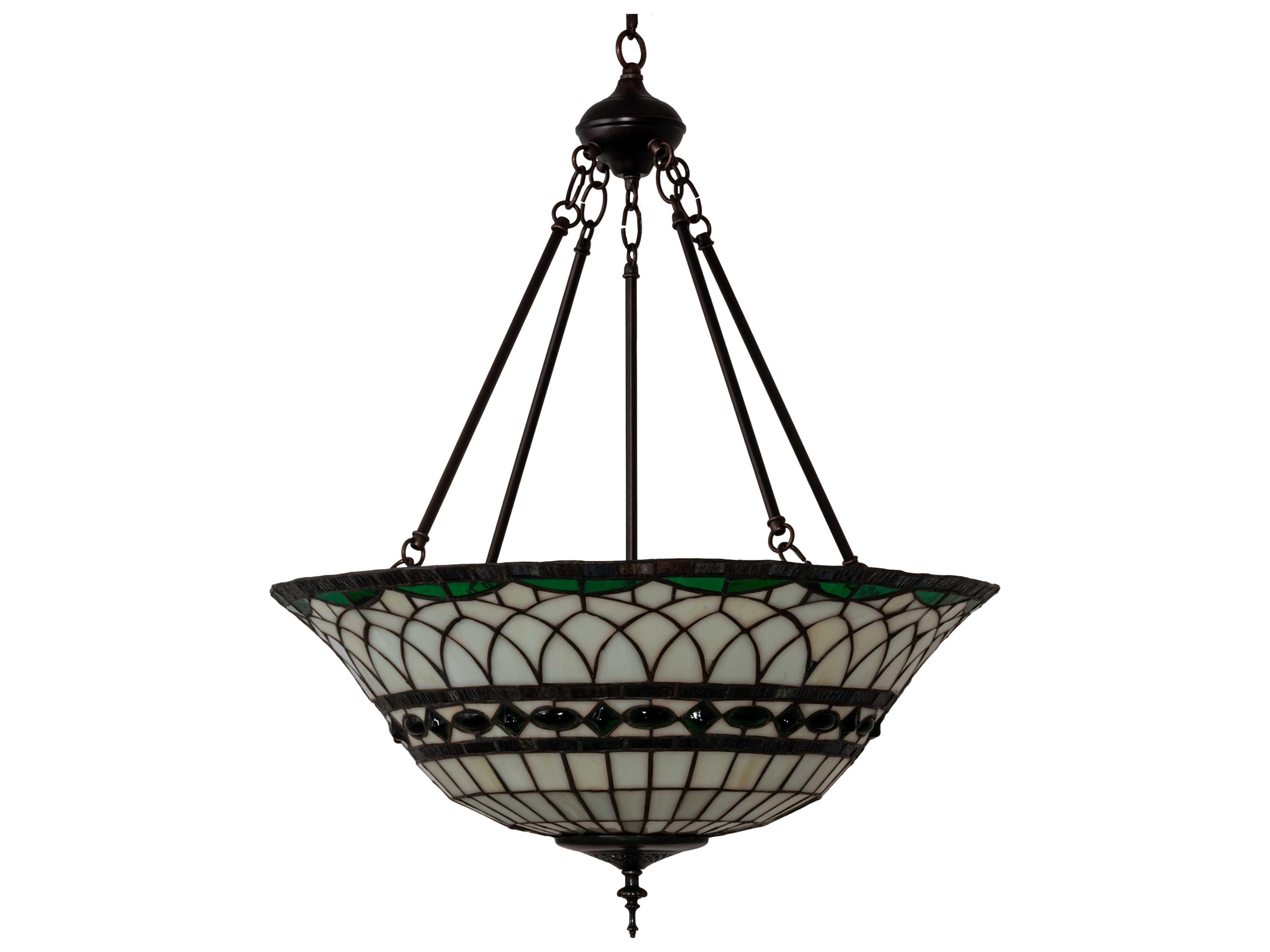 Meyda Tiffany Roman 3-Light Mahogany Bronze Glass Bowl Pendant