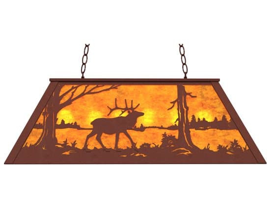 Meyda Elk At Lake 6-Light Rust Brown Island Pendant