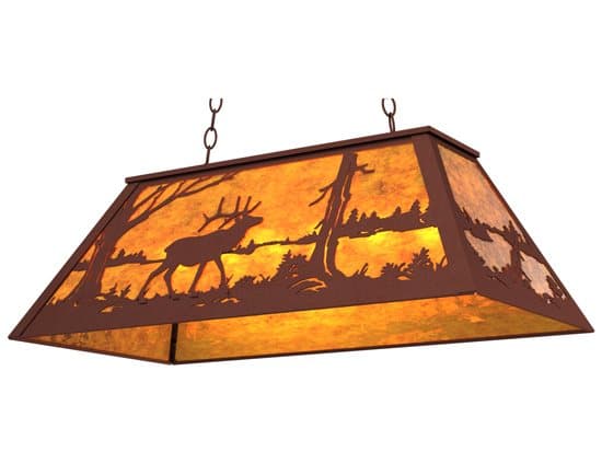 Meyda Elk At Lake 6-Light Rust Brown Island Pendant