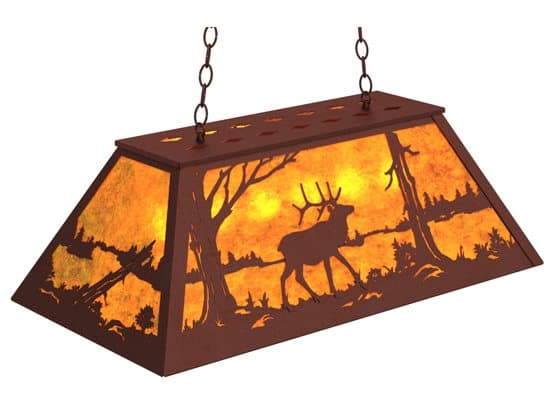 Meyda Elk At Lake 6-Light Rust Brown Island Pendant