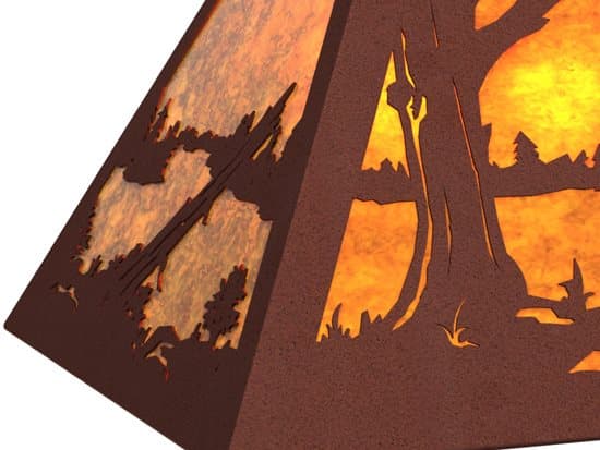 Meyda Elk At Lake 6-Light Rust Brown Island Pendant