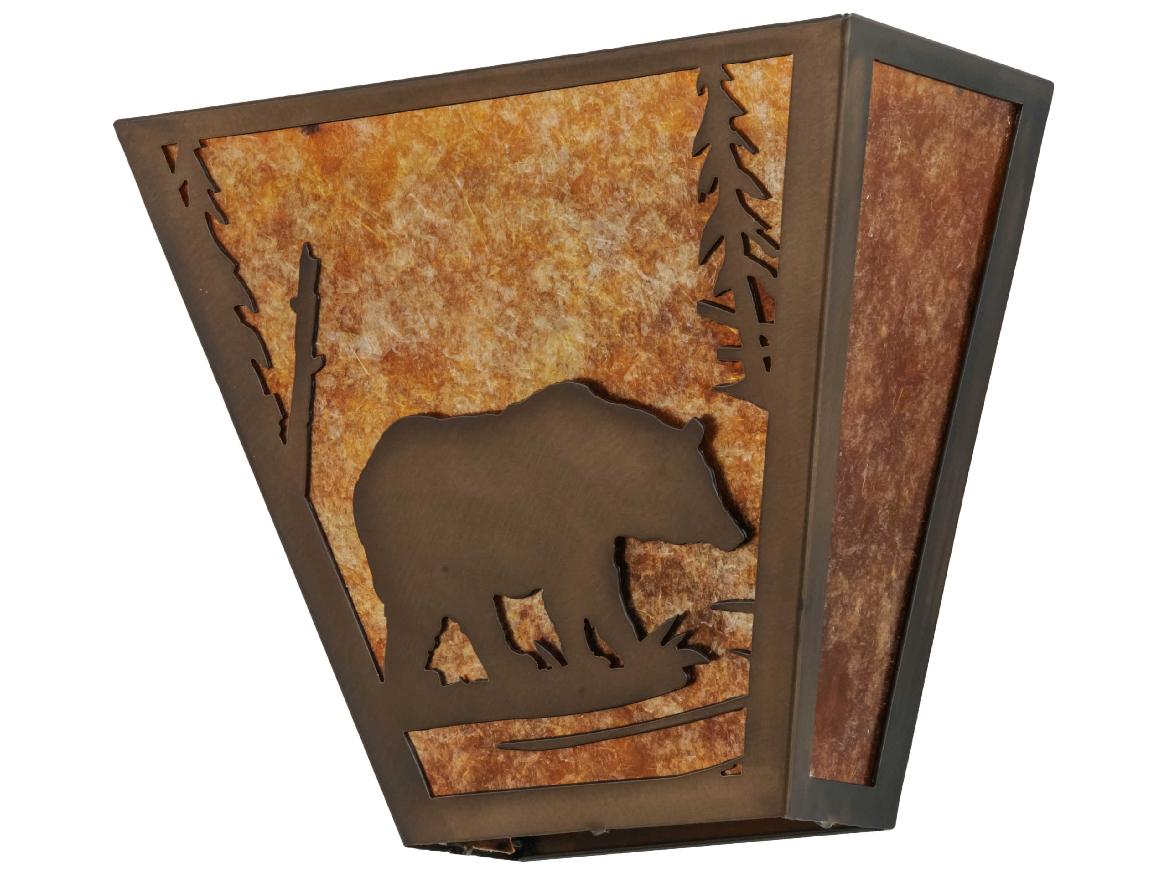 Meyda Bear Creek 2-Light Antique Copper amber Tiffany Wall Sconce