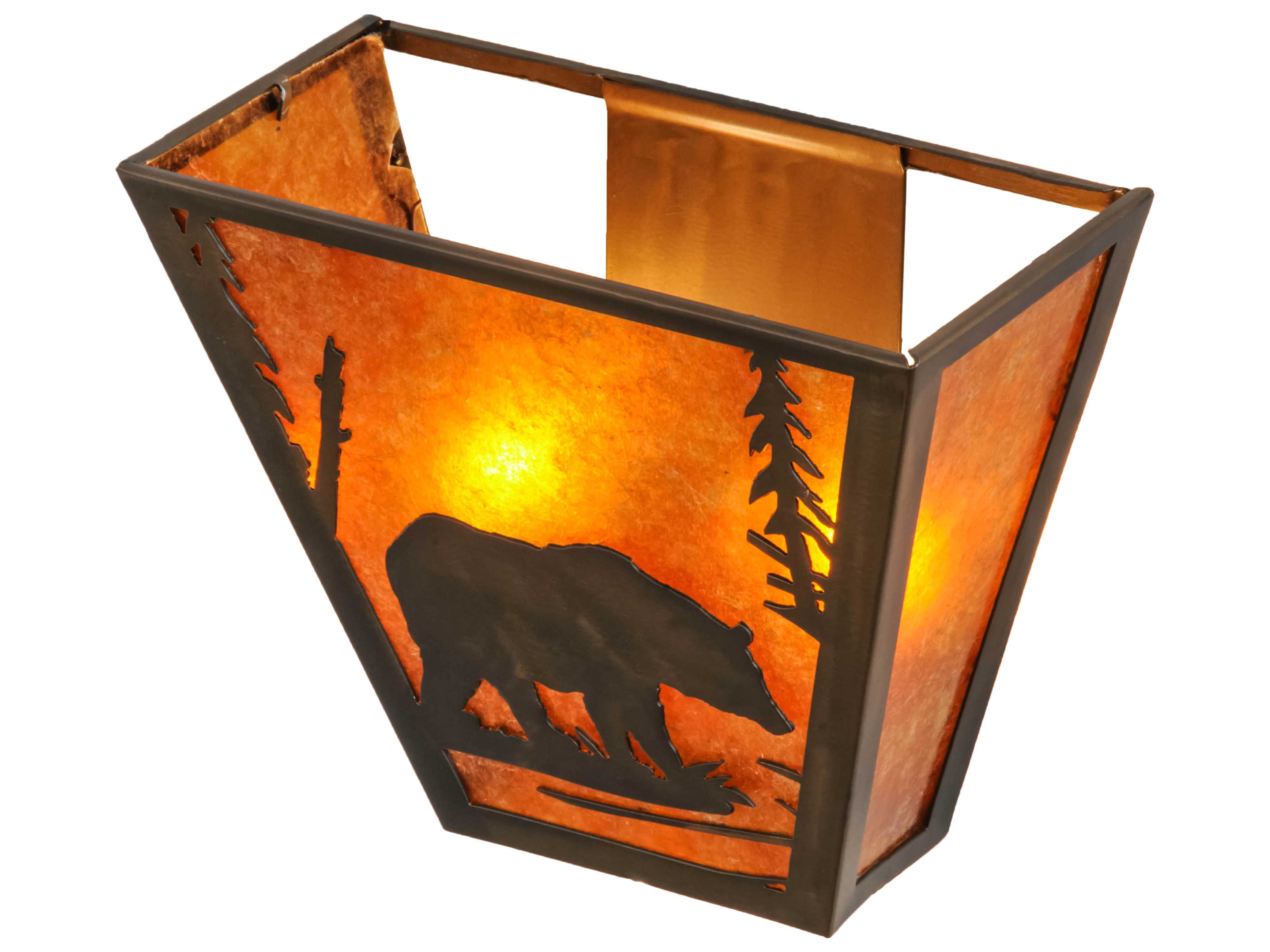 Meyda Bear Creek 2-Light Antique Copper amber Tiffany Wall Sconce