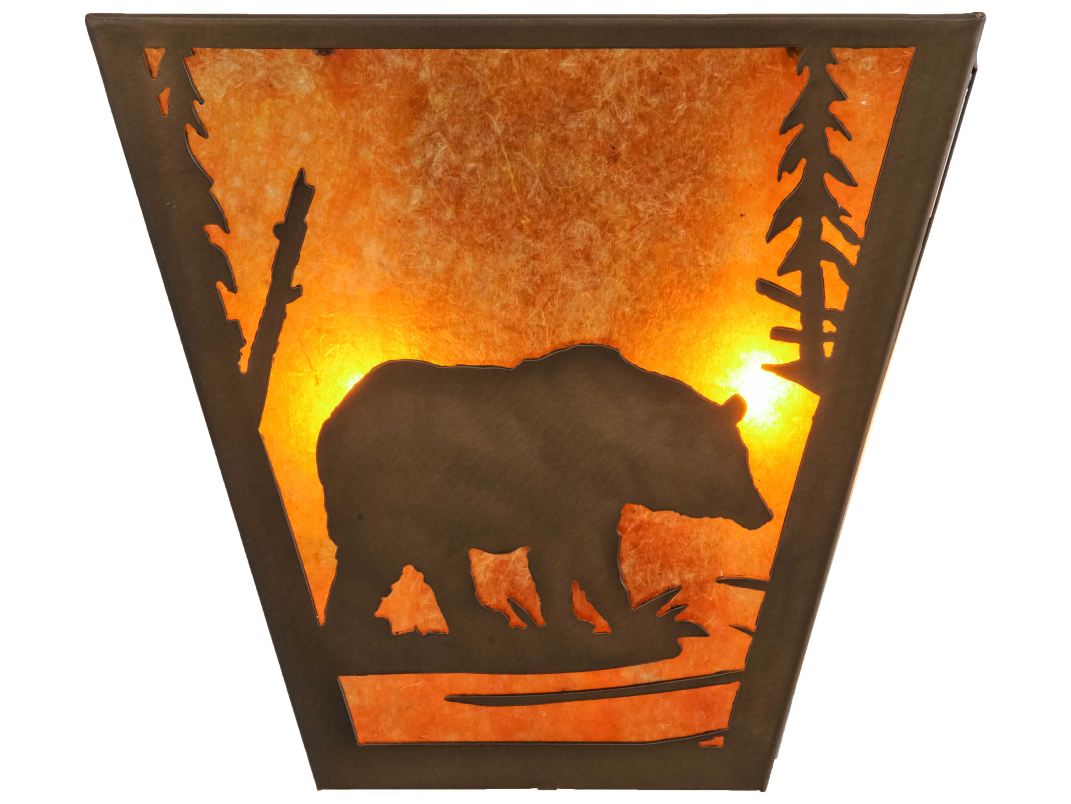Meyda Bear Creek 2-Light Antique Copper amber Tiffany Wall Sconce