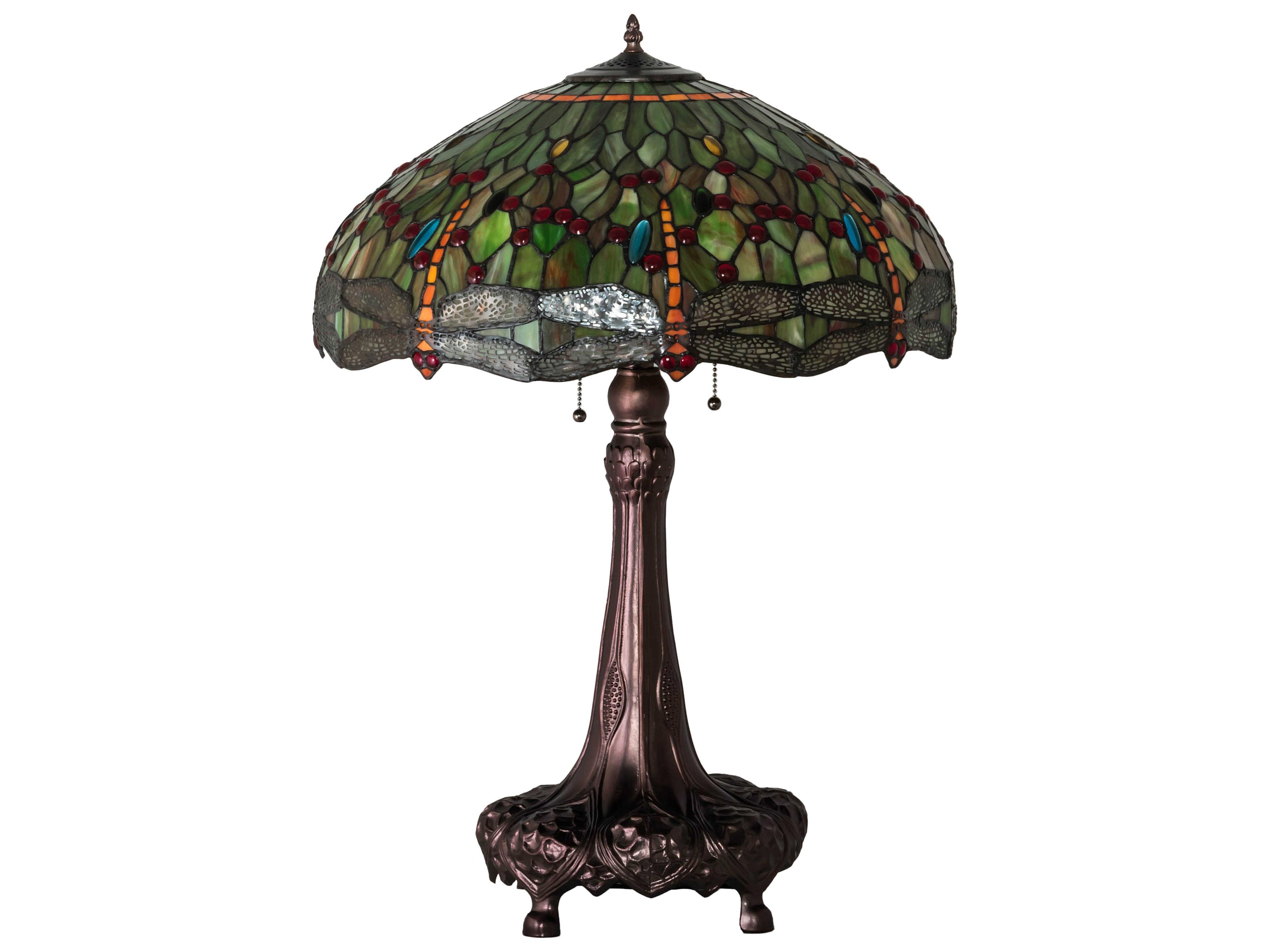 Meyda Tiffany Hanginghead Dragonfly Glass Mahogany Bronze Buffet Lamp
