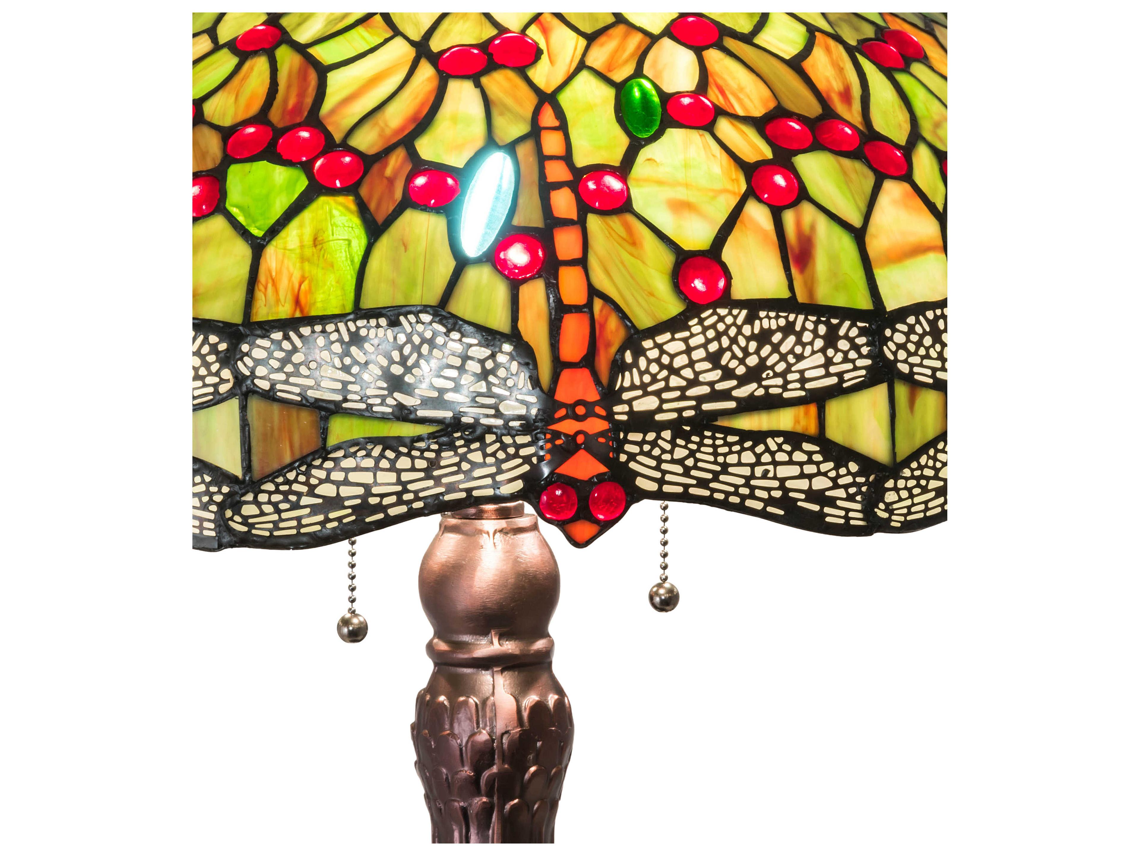 Meyda Tiffany Hanginghead Dragonfly Glass Mahogany Bronze Buffet Lamp
