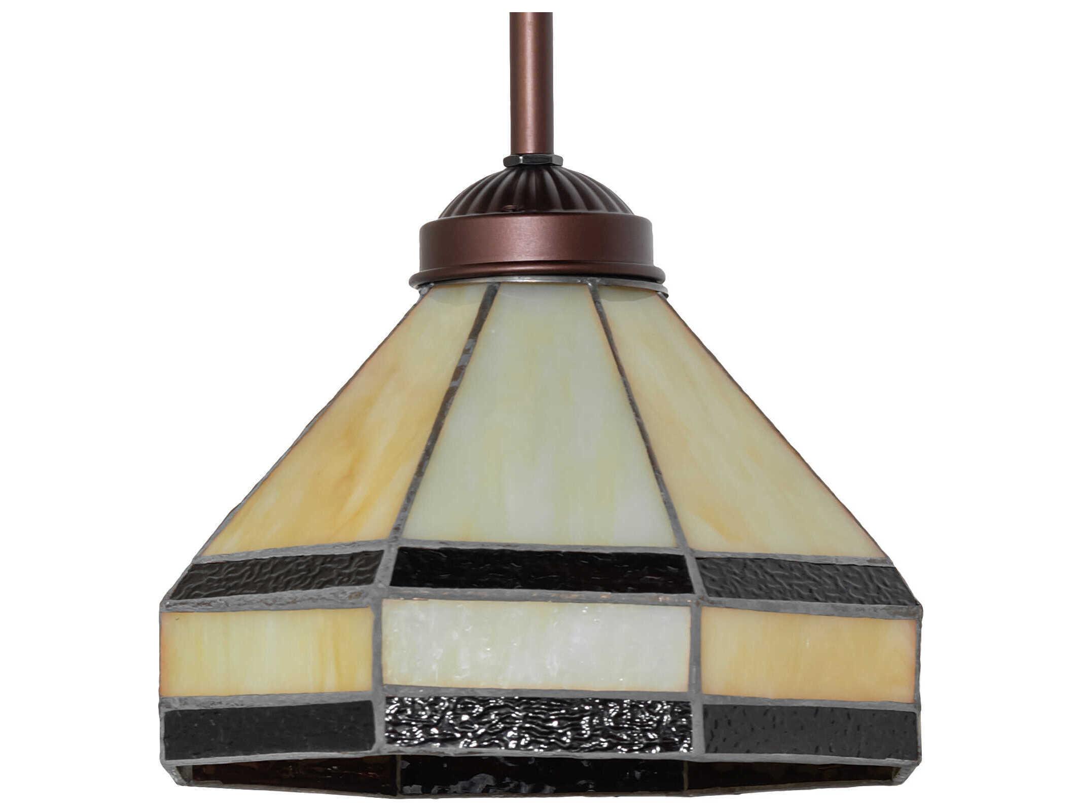 Meyda 1-Light Mahogany Bronze Glass Tiffany Mini Pendant