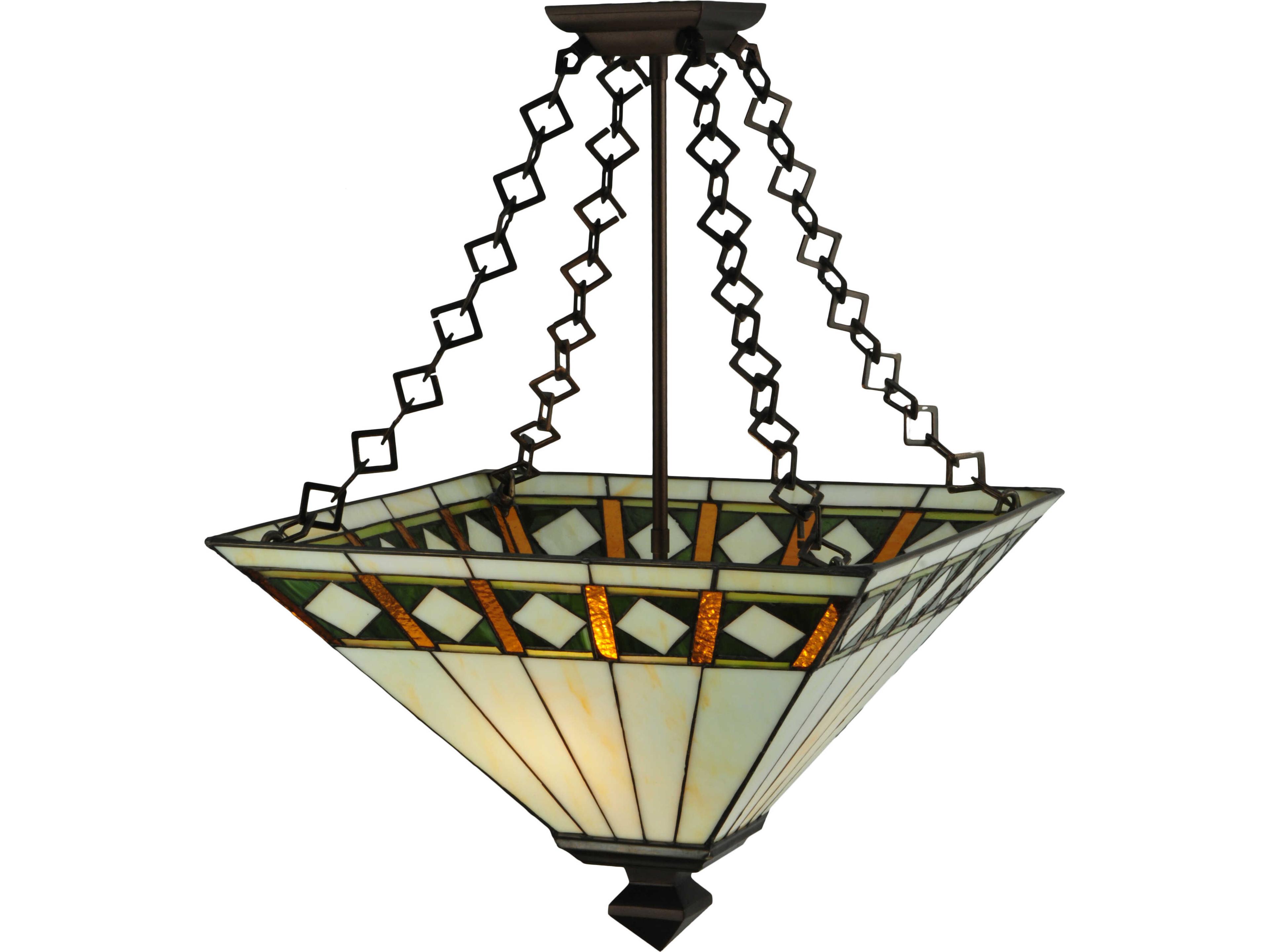 Meyda Diamond Band Mission 2-Light Black Traditional Semi Flush Mount