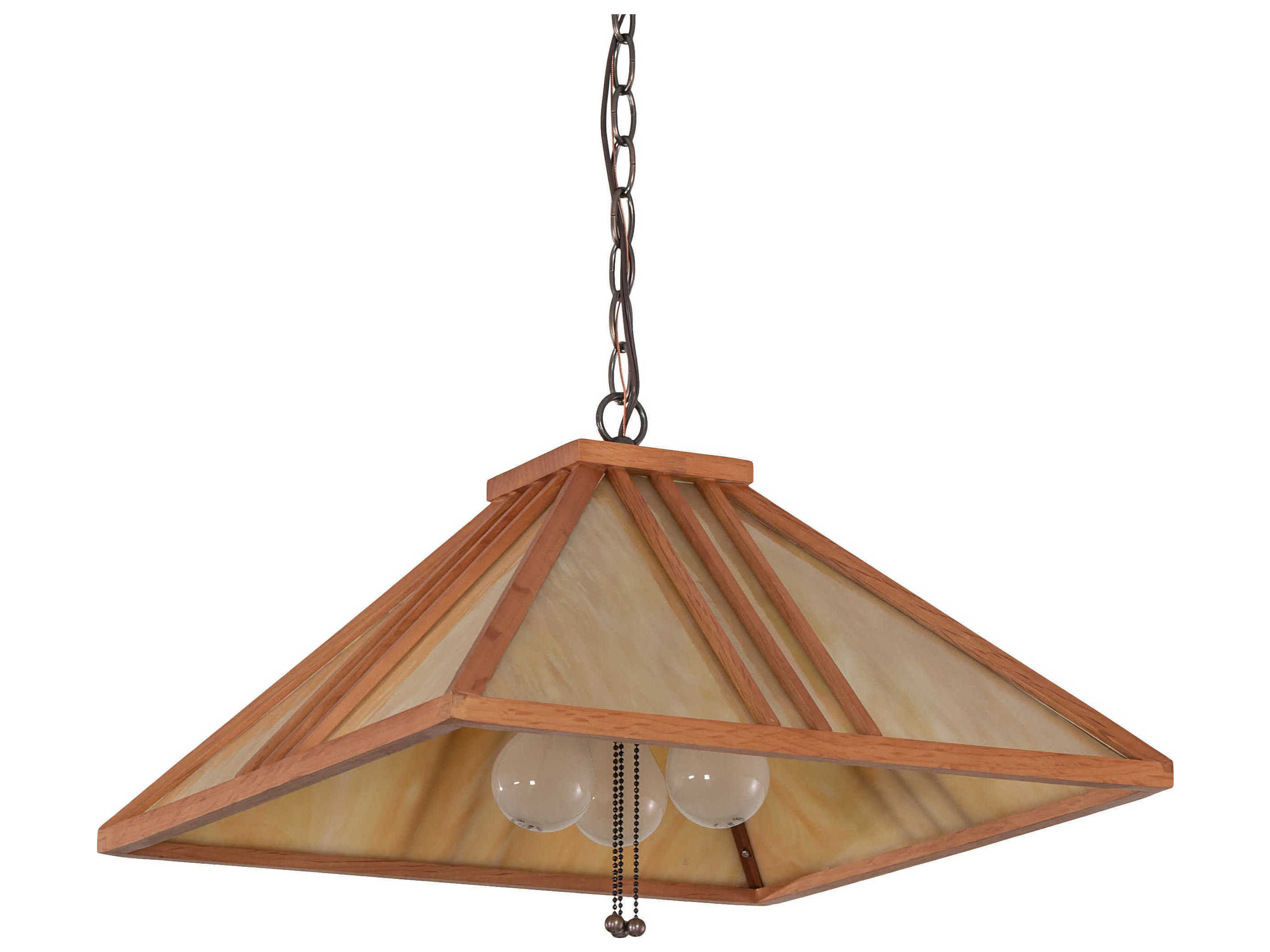 Meyda Forestwood 3-Light Mahogany Bronze Off White Glass Pendant