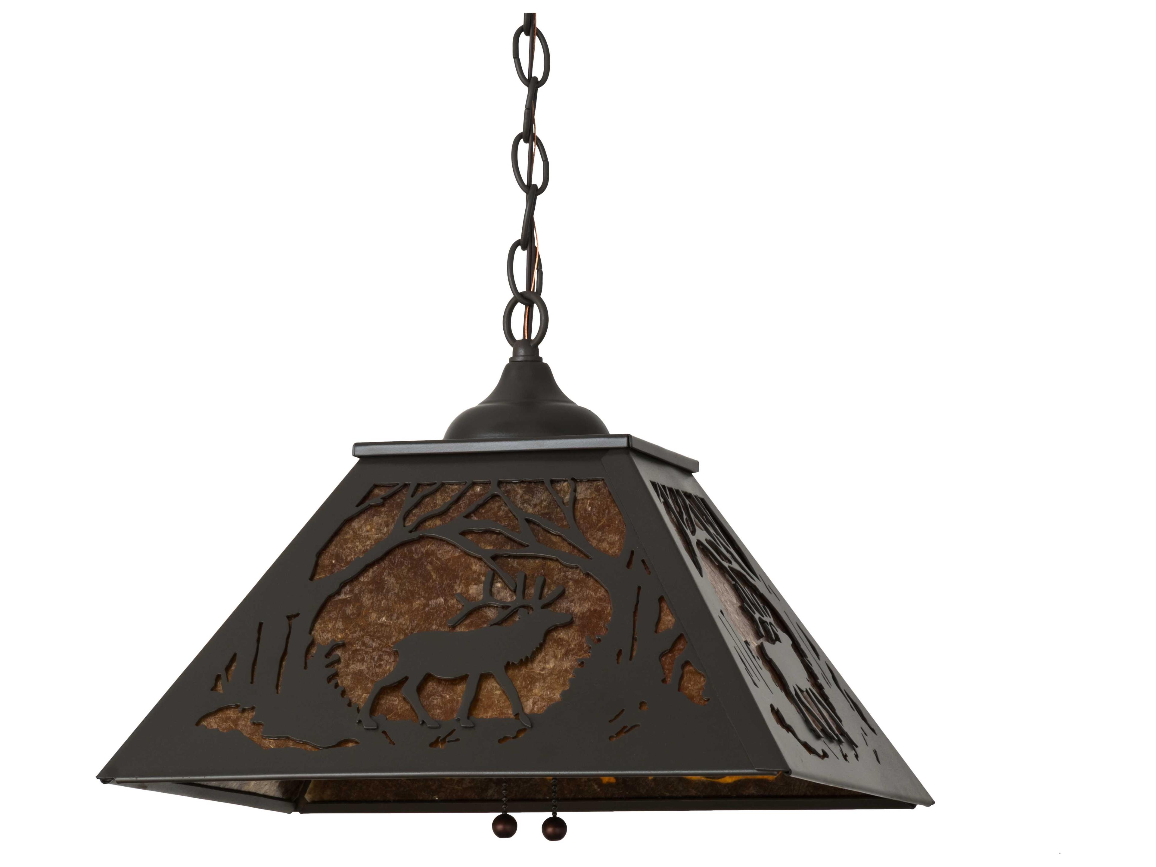 Meyda Elk At Dawn 2-Light Timeless Bronze amber Pendant