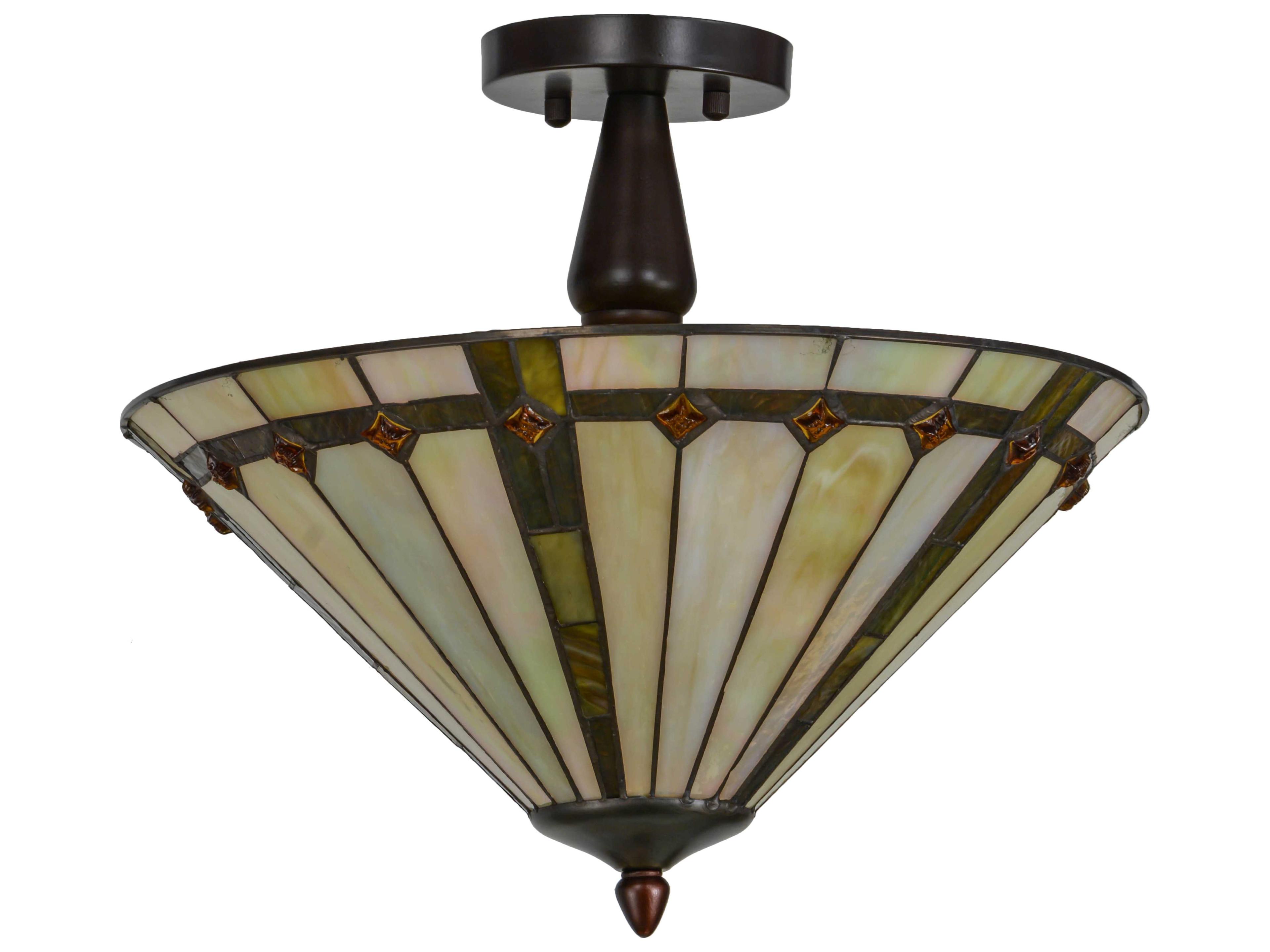Meyda Belvidere 2-Light Brown Glass Tiffany Semi Flush Mount