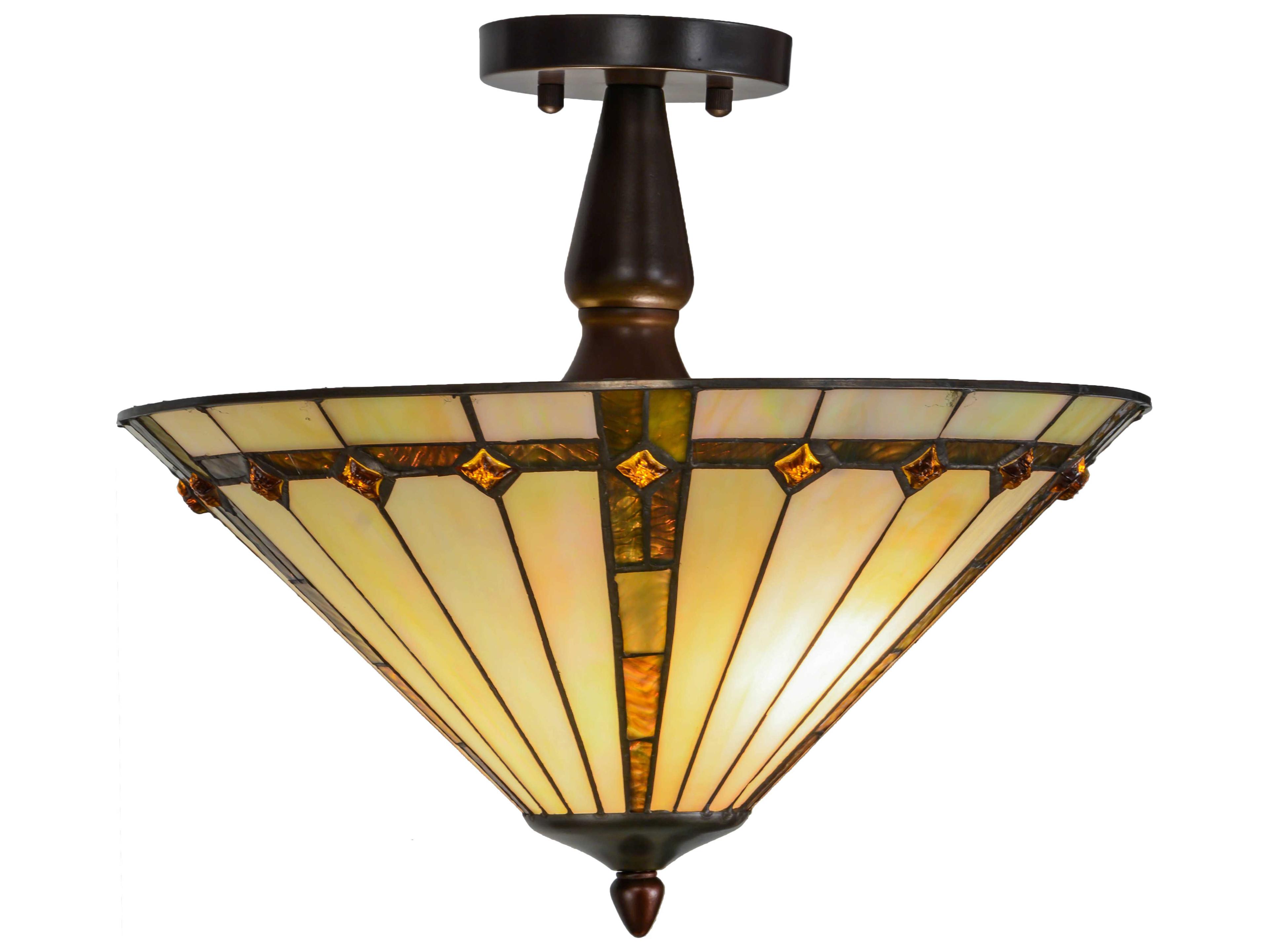 Meyda Belvidere 2-Light Brown Glass Tiffany Semi Flush Mount