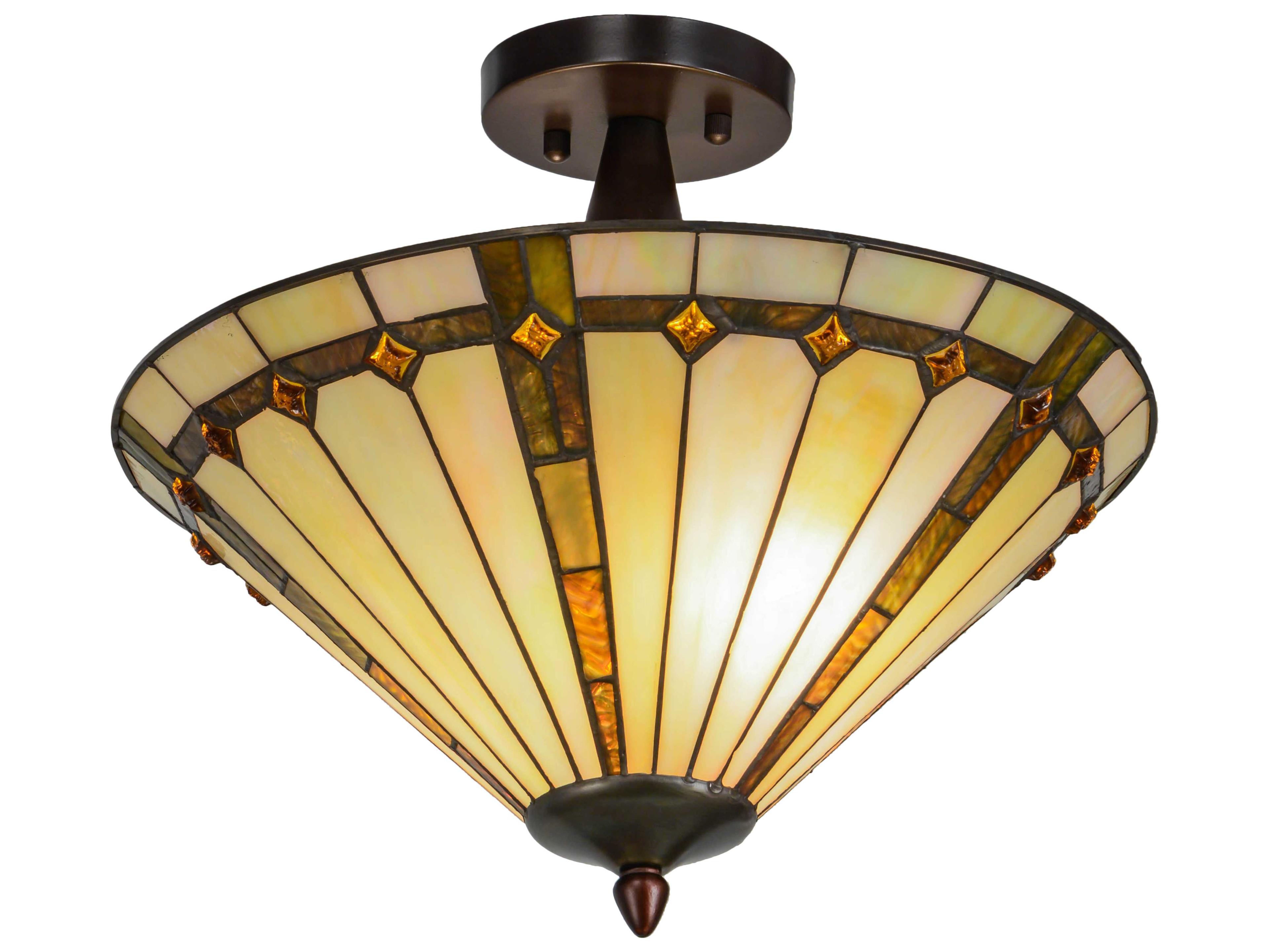 Meyda Belvidere 2-Light Brown Glass Tiffany Semi Flush Mount