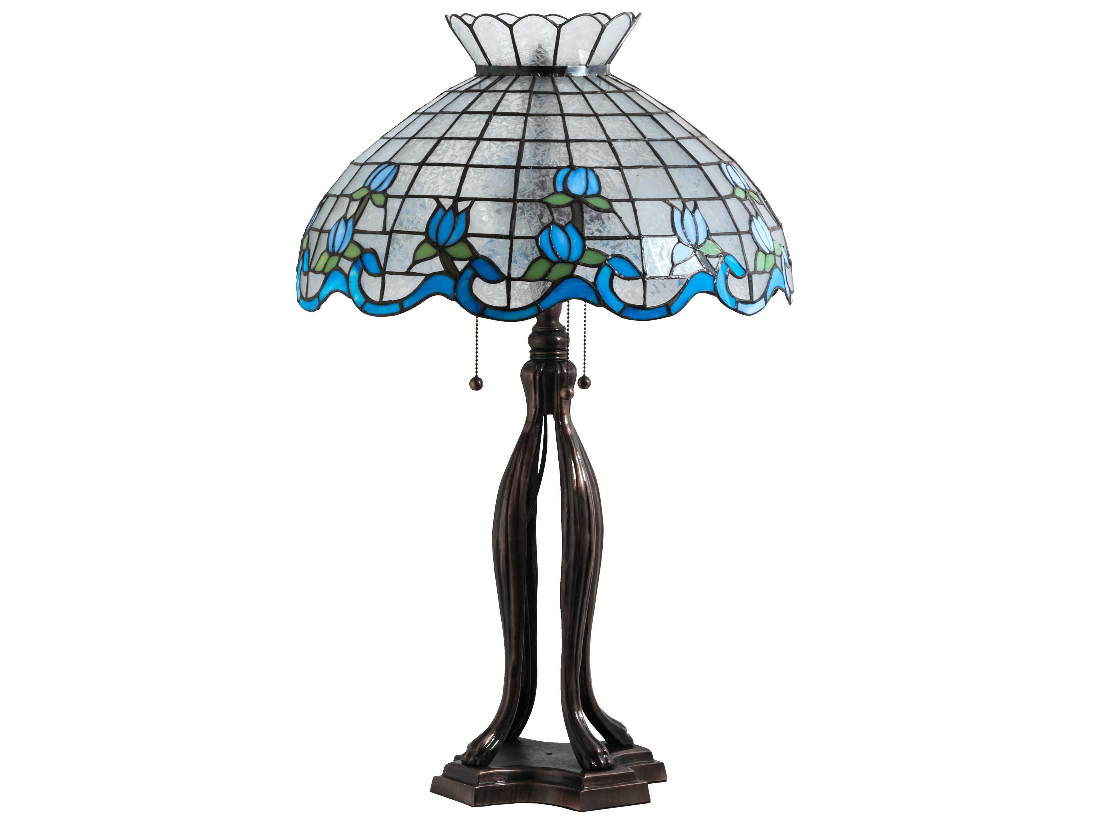 Meyda Roseborder Glass Tiffany Mahogany Bronze Buffet Lamp