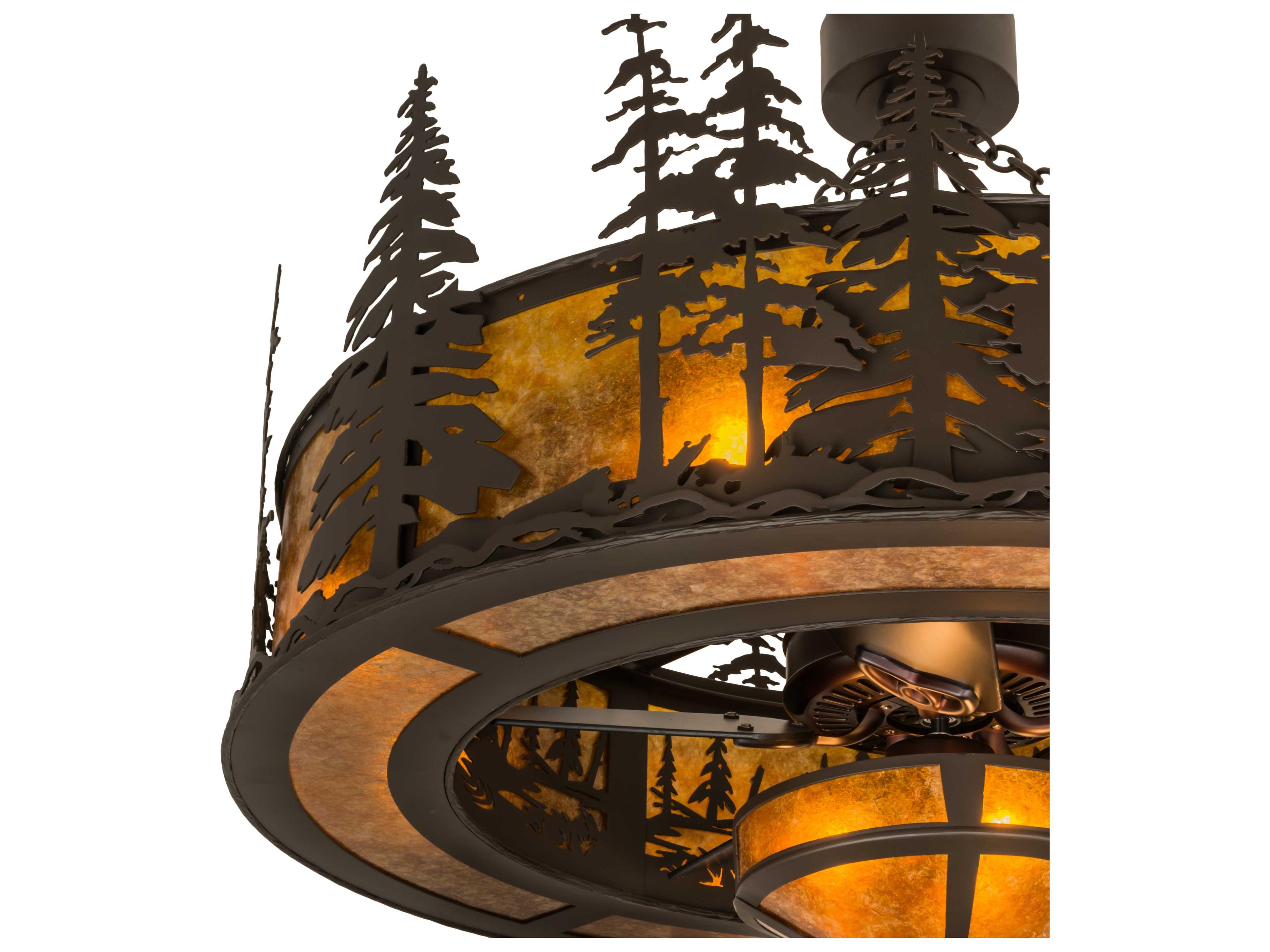 Meyda Tall Pines 11-Light Oil Rubbed Bronze amber Drum Pendant