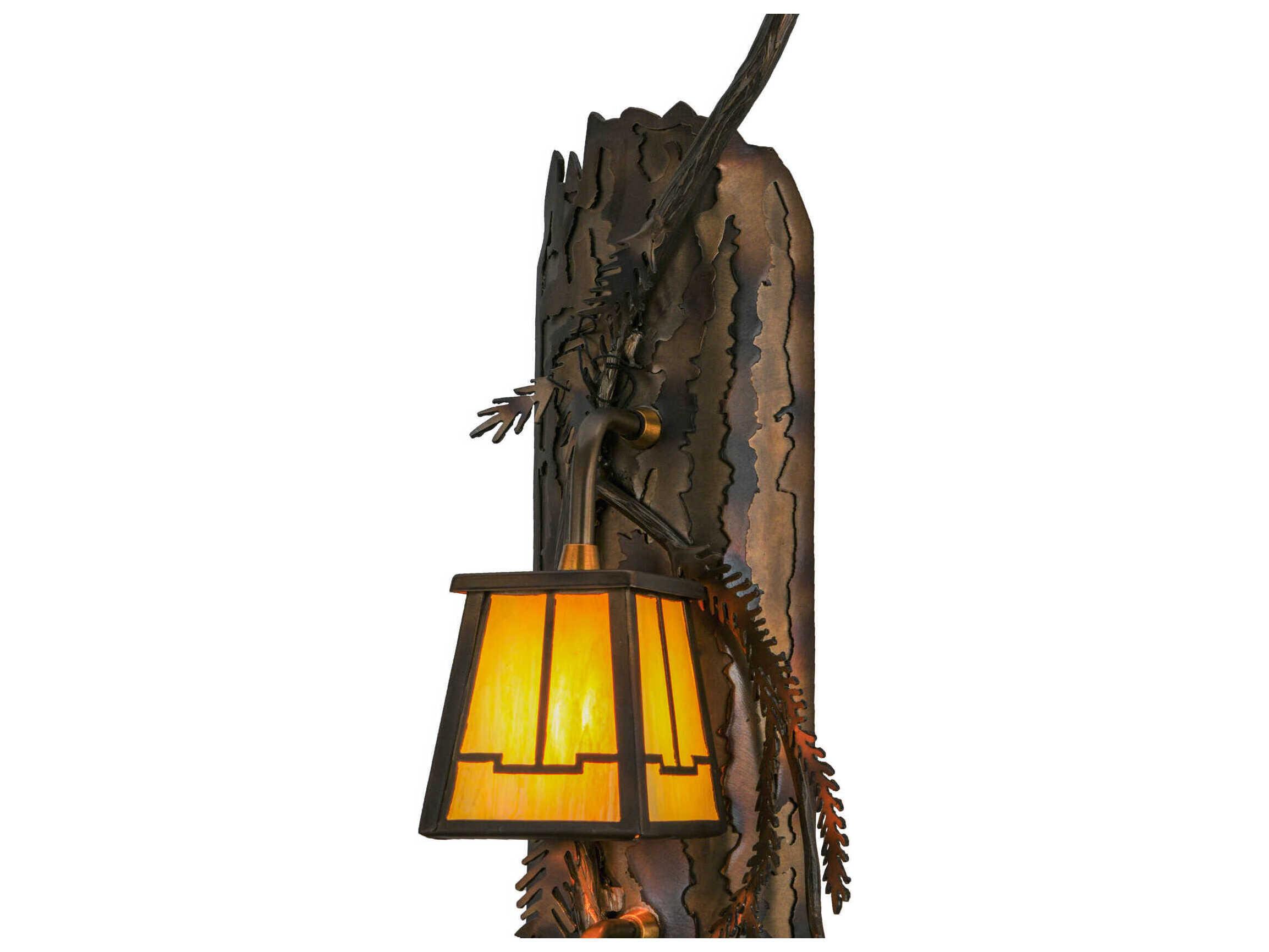 Meyda Pine Branch Valley View 2-Light Antique Copper Wall Sconce