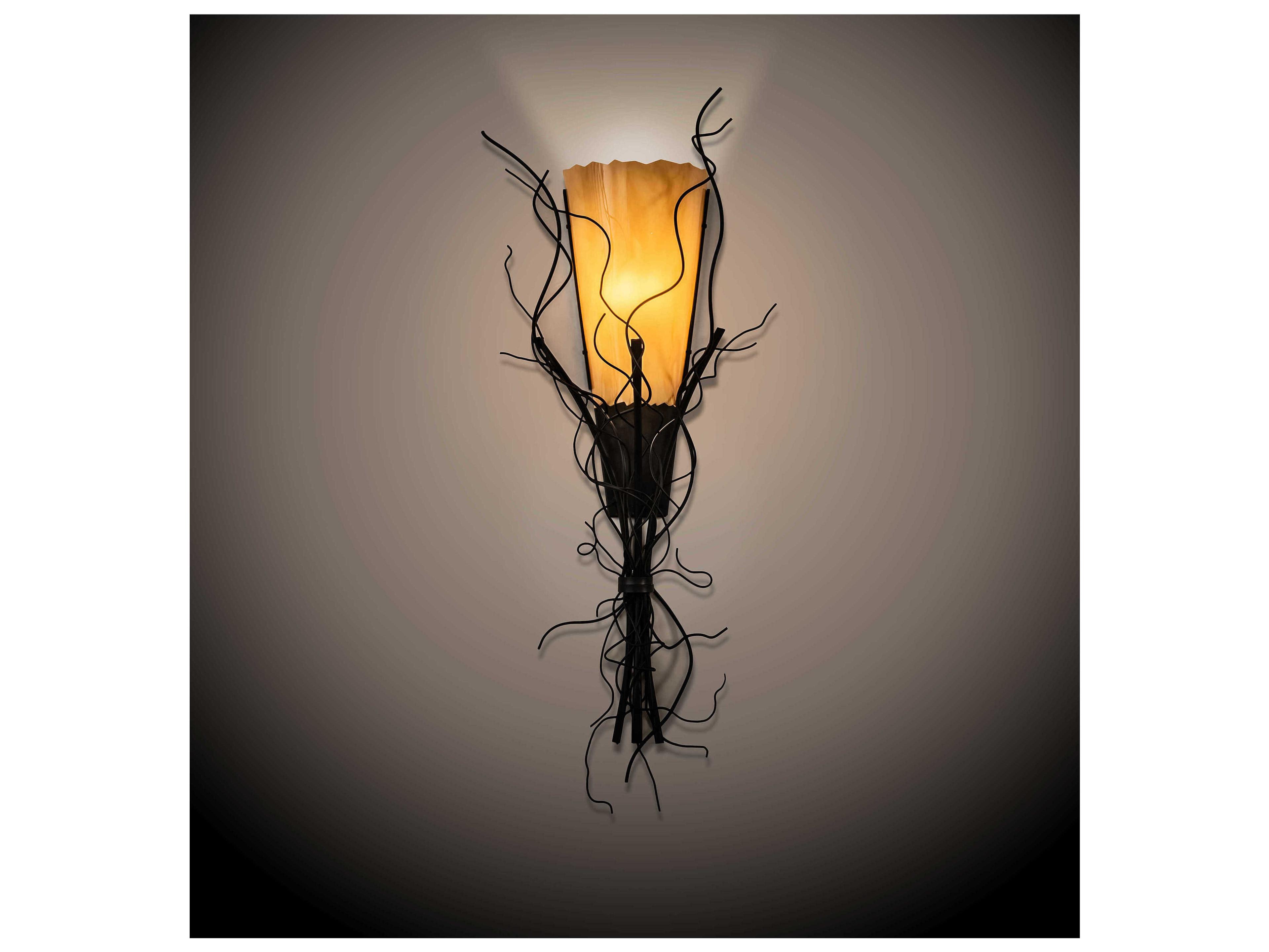 Meyda Rama 1-Light Black Amber Brown Wall Sconce