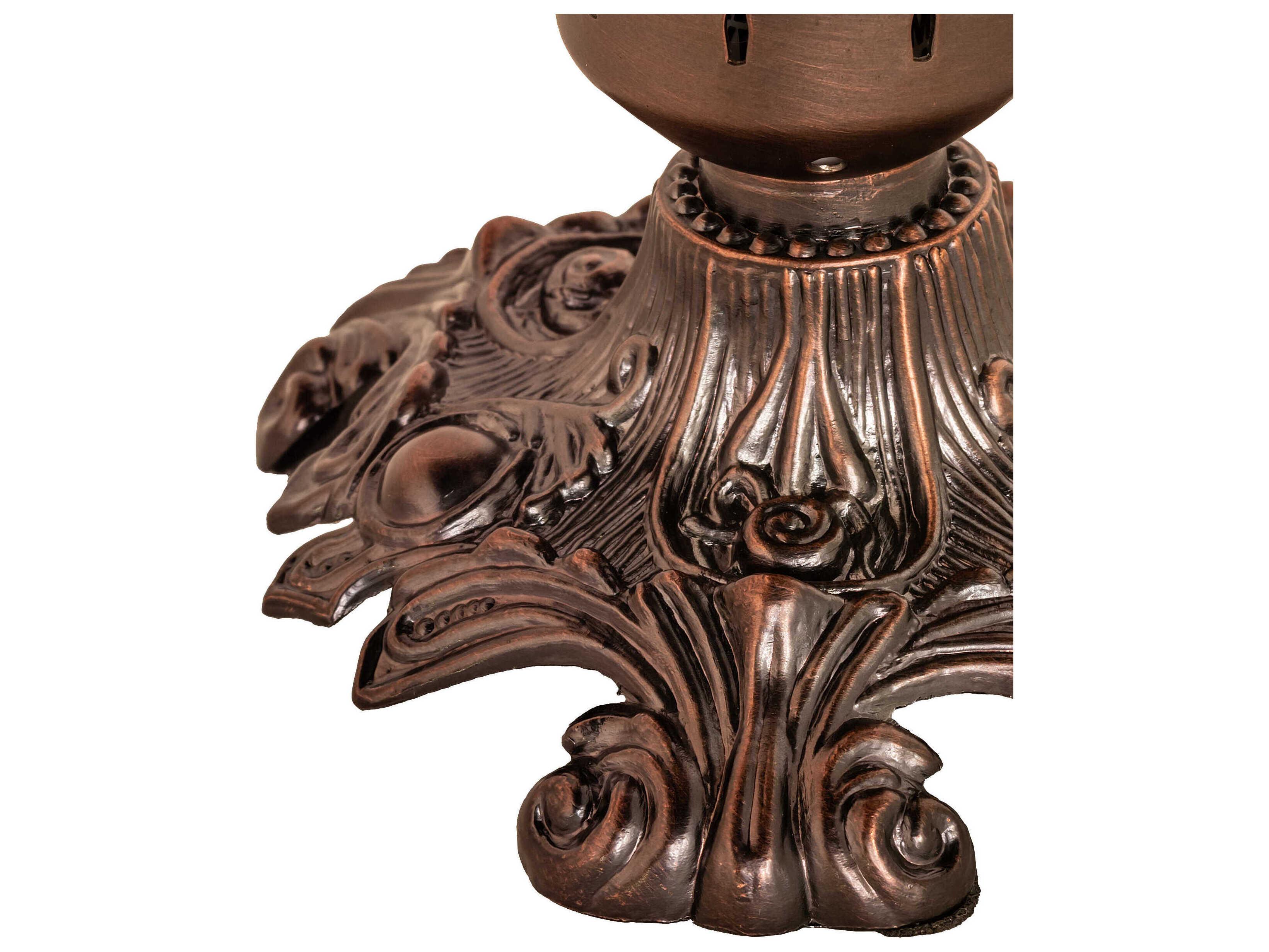 Meyda Pond Lily Mahogany Bronze Glass Table Lamp