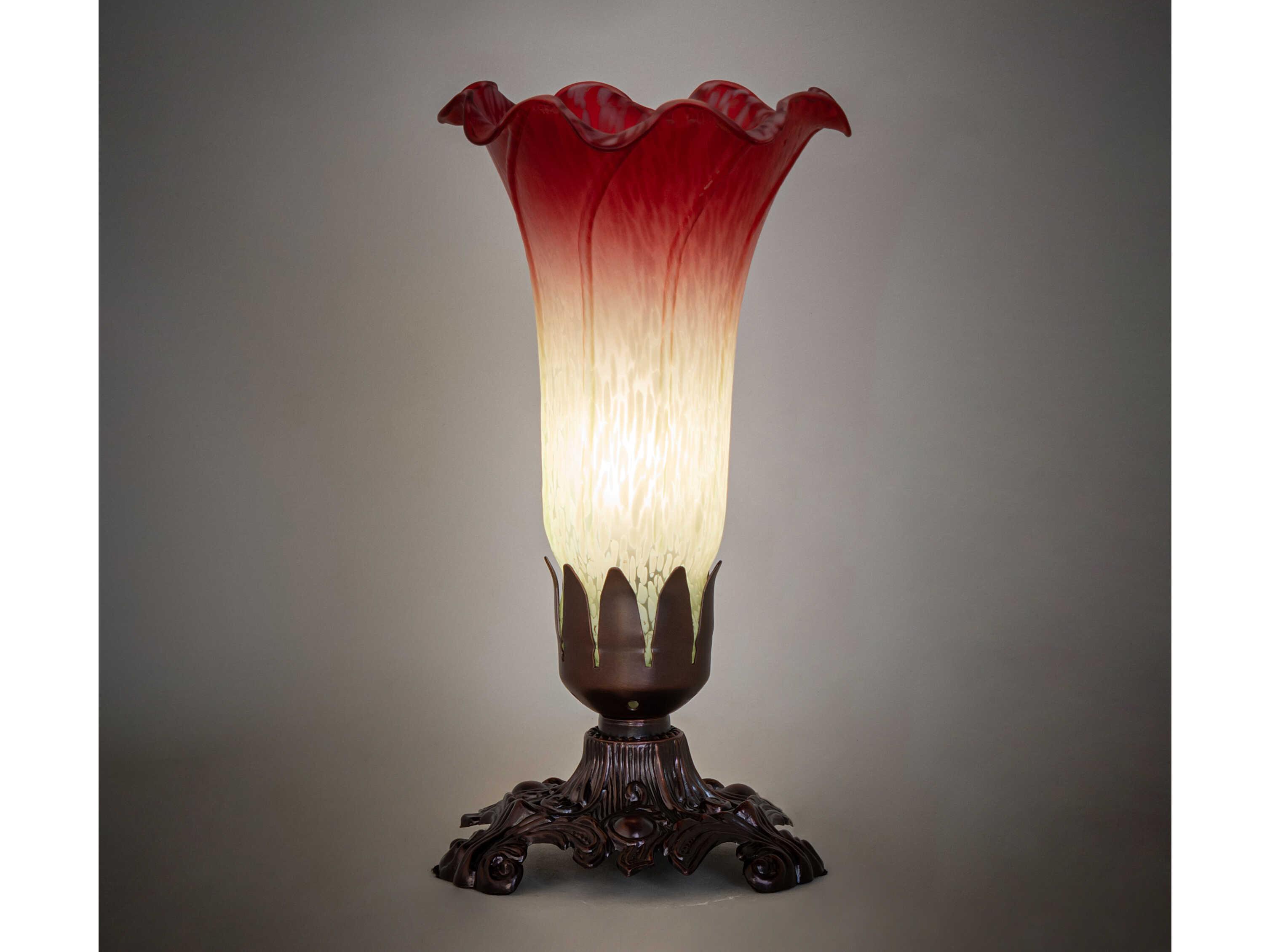 Meyda Pond Lily Mahogany Bronze Glass Table Lamp