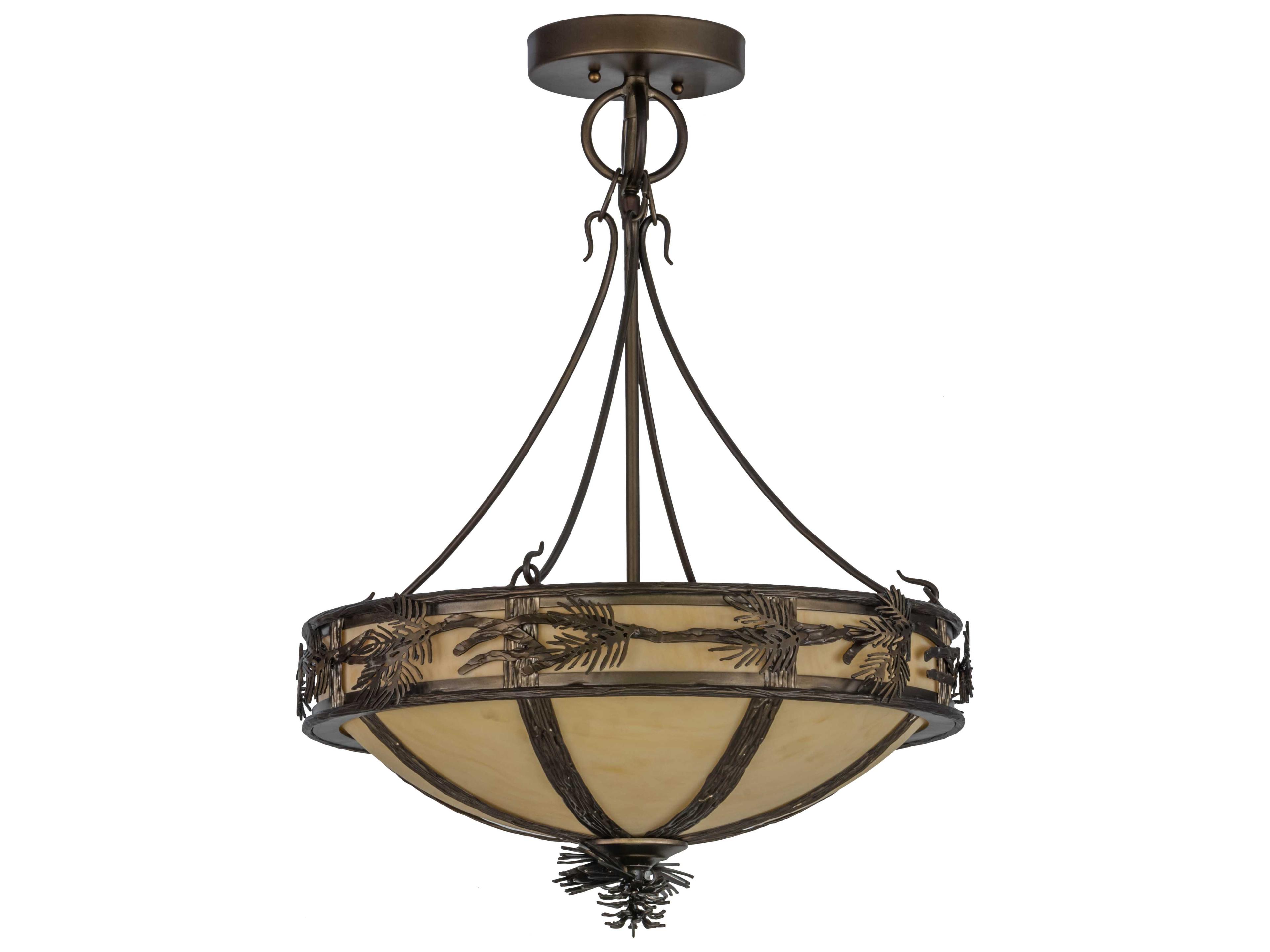 Meyda Branches Antique Copper earth Marble Bowl Semi Flush Mount