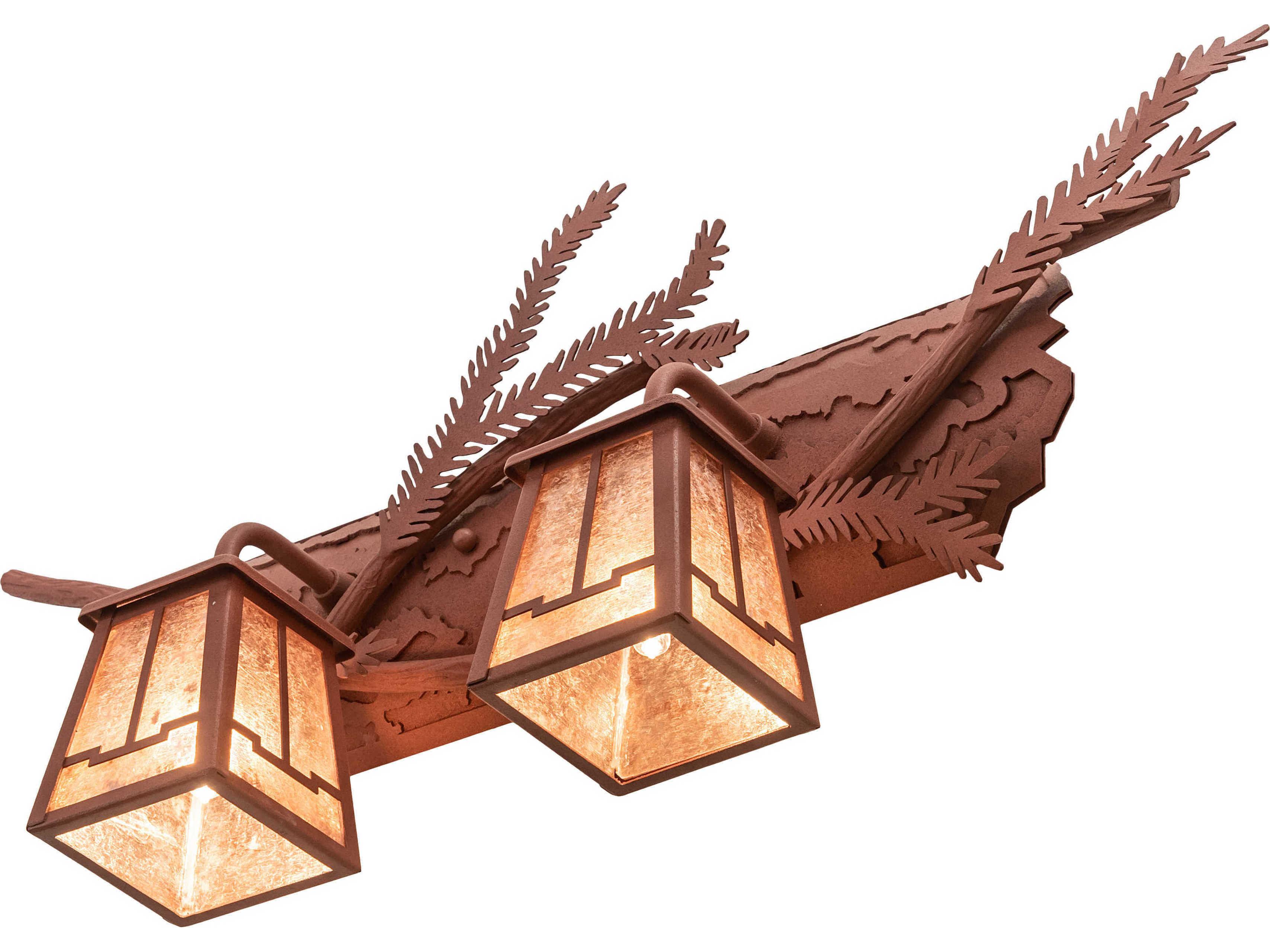 Meyda Pine Branch 2-Light Rust Brown Vanity Light