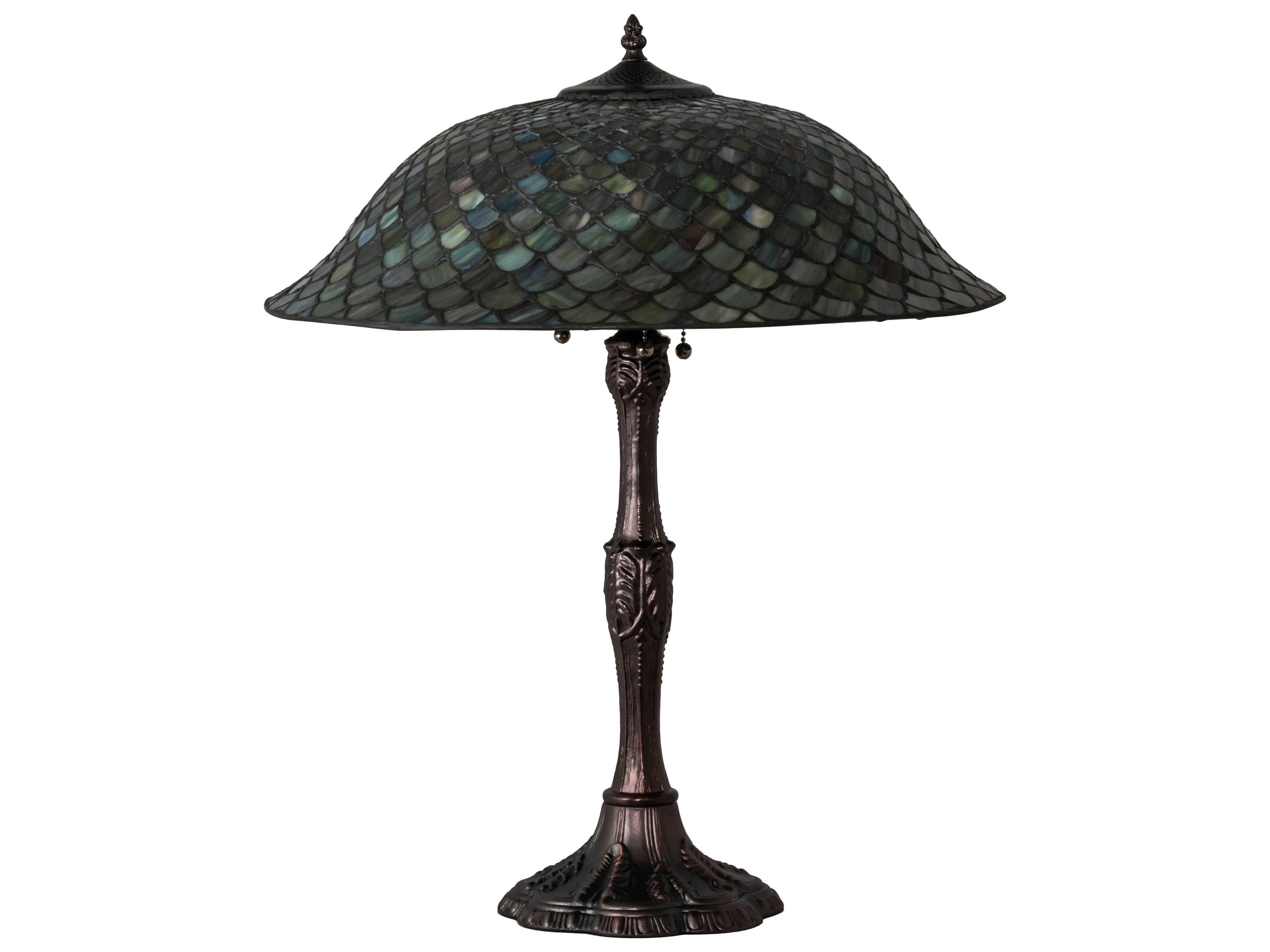 Meyda Tiffany Fishscale Glass Mahogany Bronze Buffet Lamp