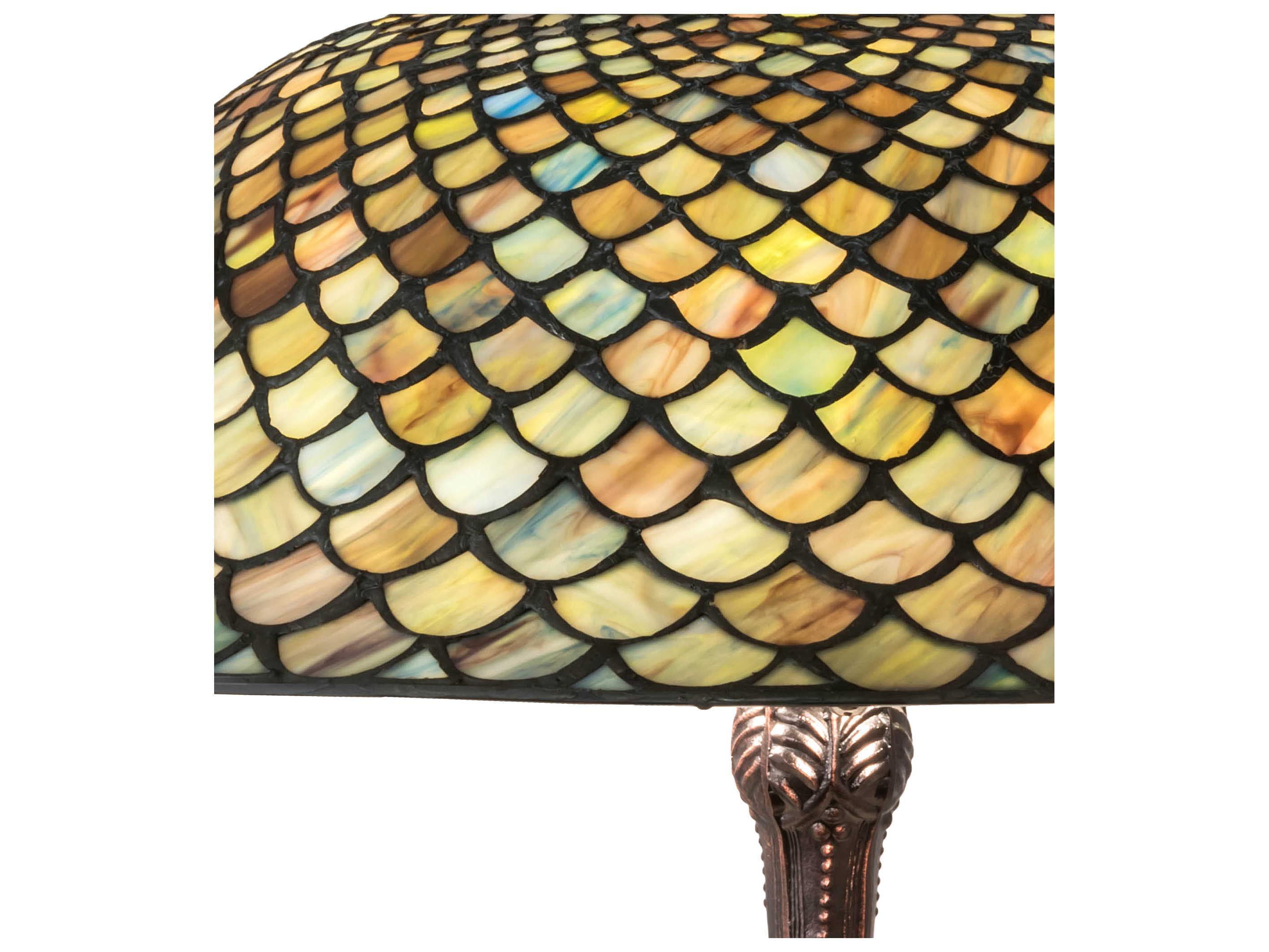 Meyda Tiffany Fishscale Glass Mahogany Bronze Buffet Lamp