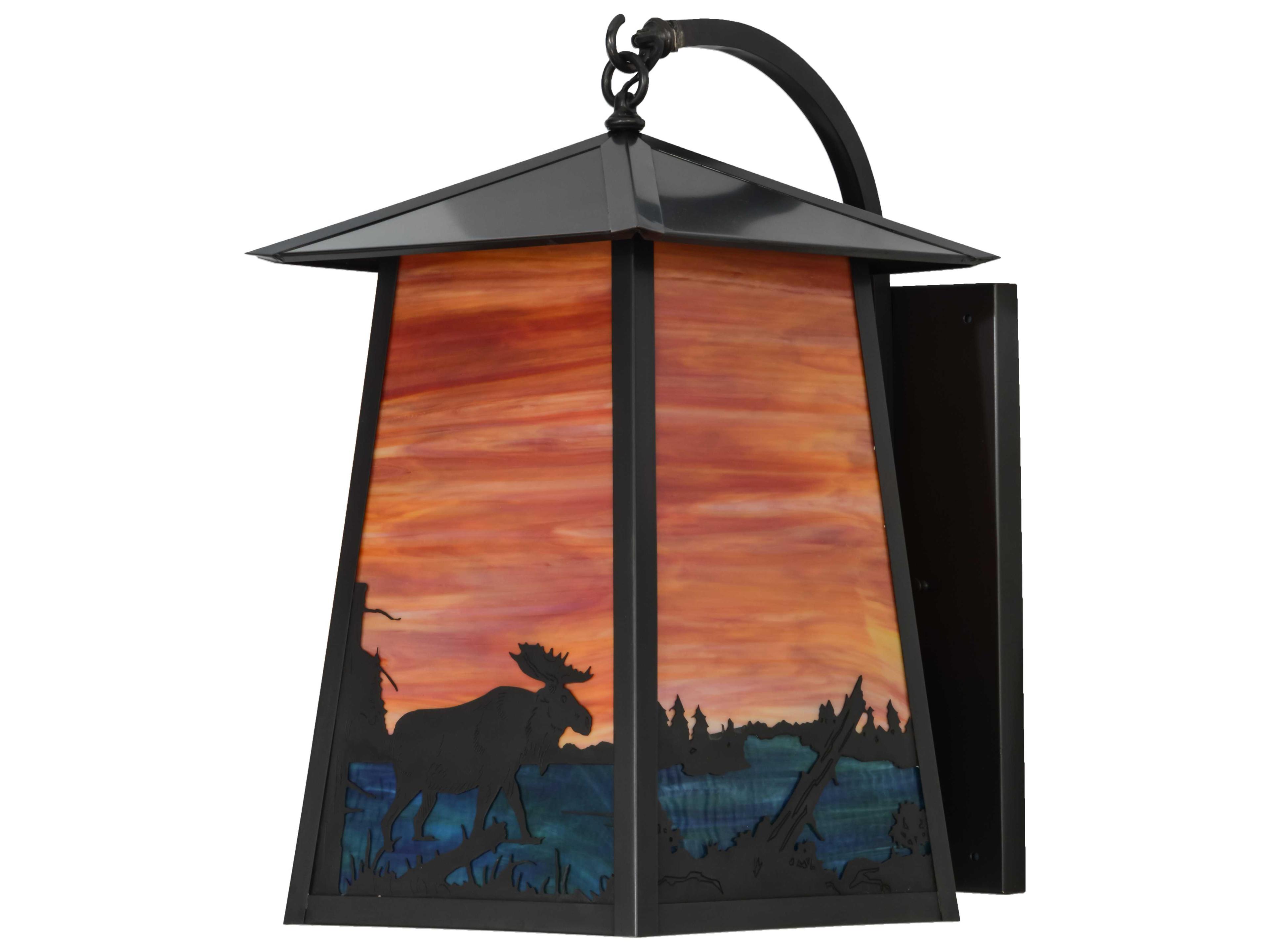 Meyda Stillwater Moose At Lake On Oa Craftsman Brown Wall Sconce