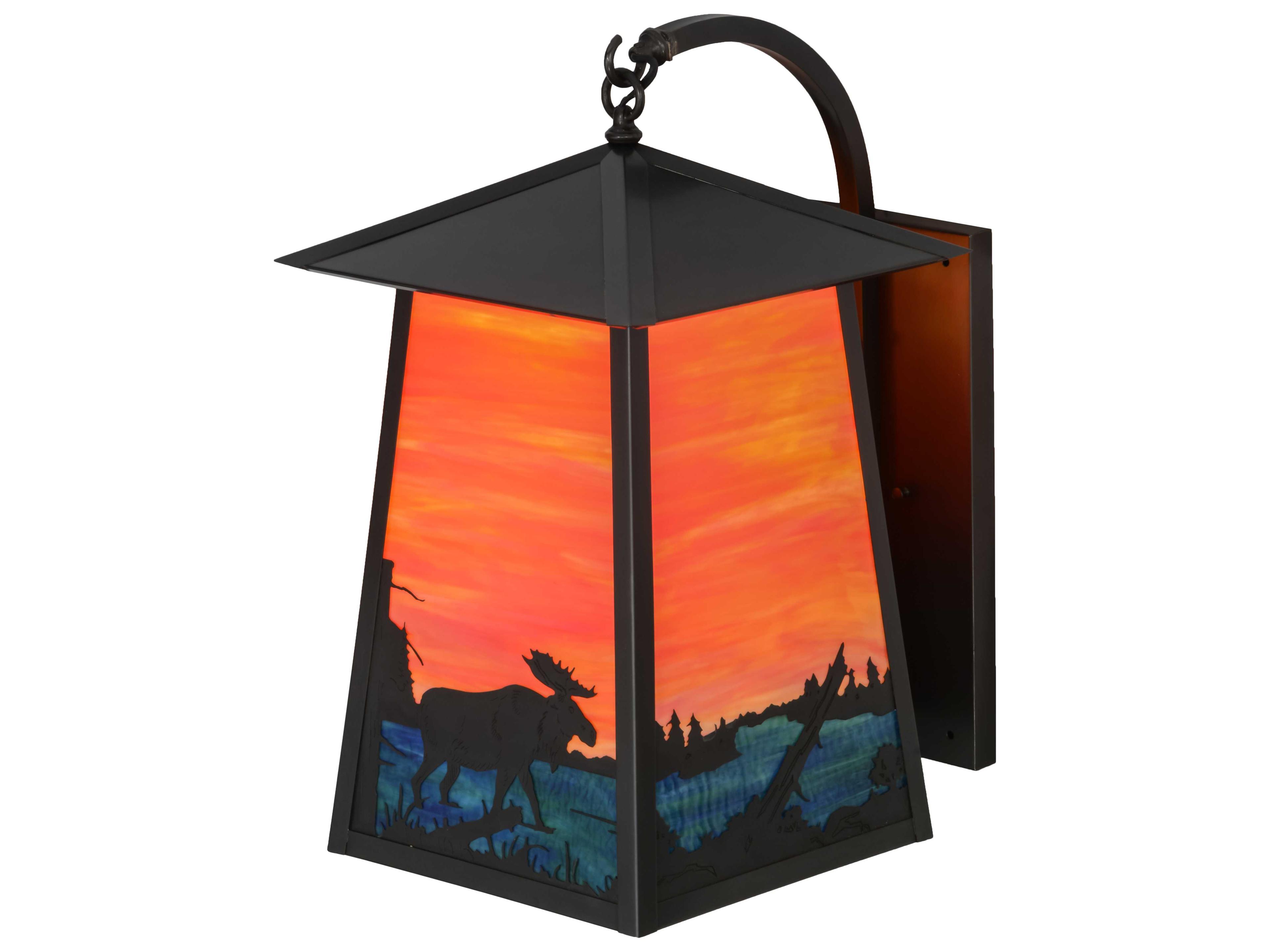 Meyda Stillwater Moose At Lake On Oa Craftsman Brown Wall Sconce