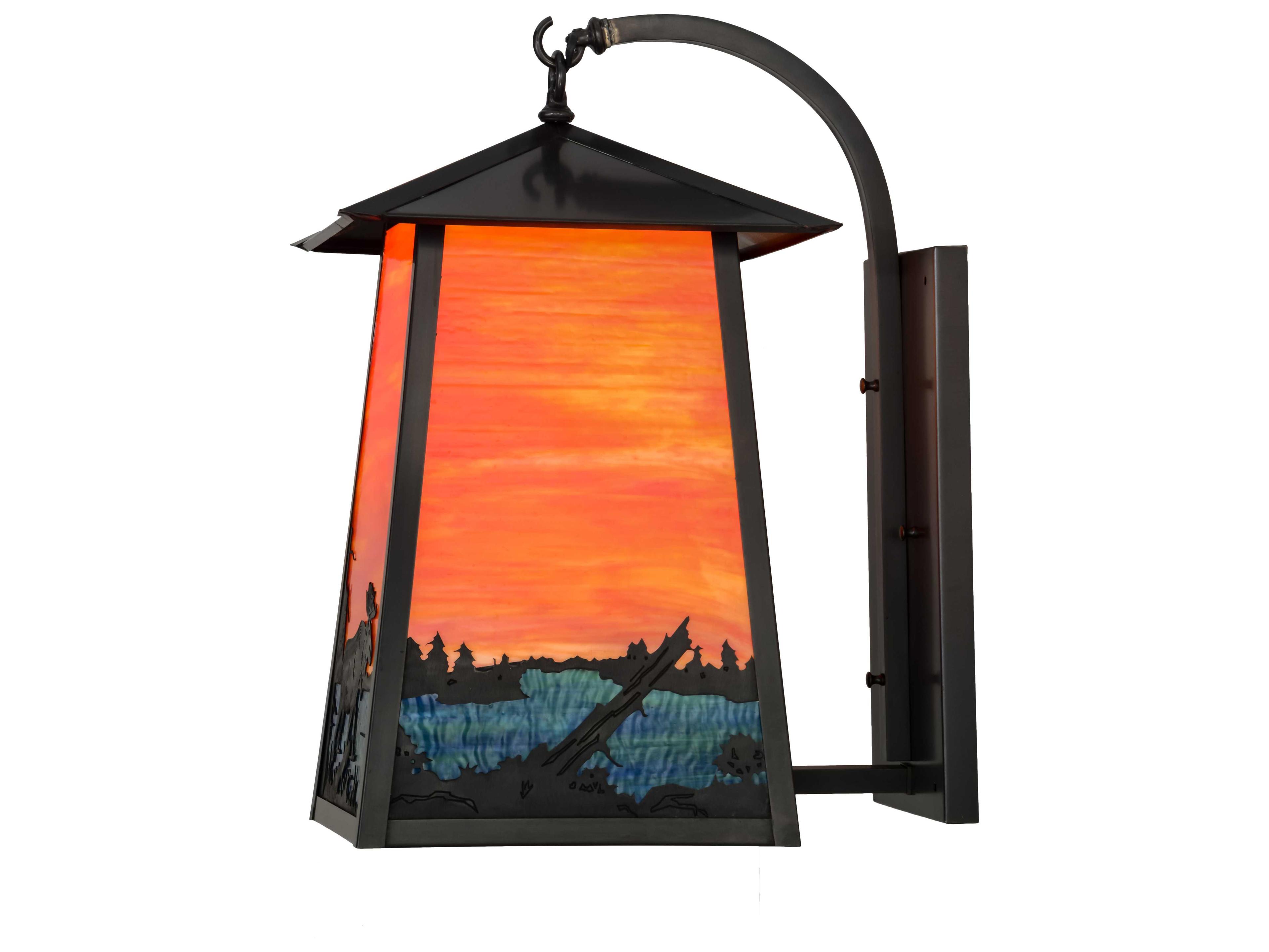 Meyda Stillwater Moose At Lake On Oa Craftsman Brown Wall Sconce